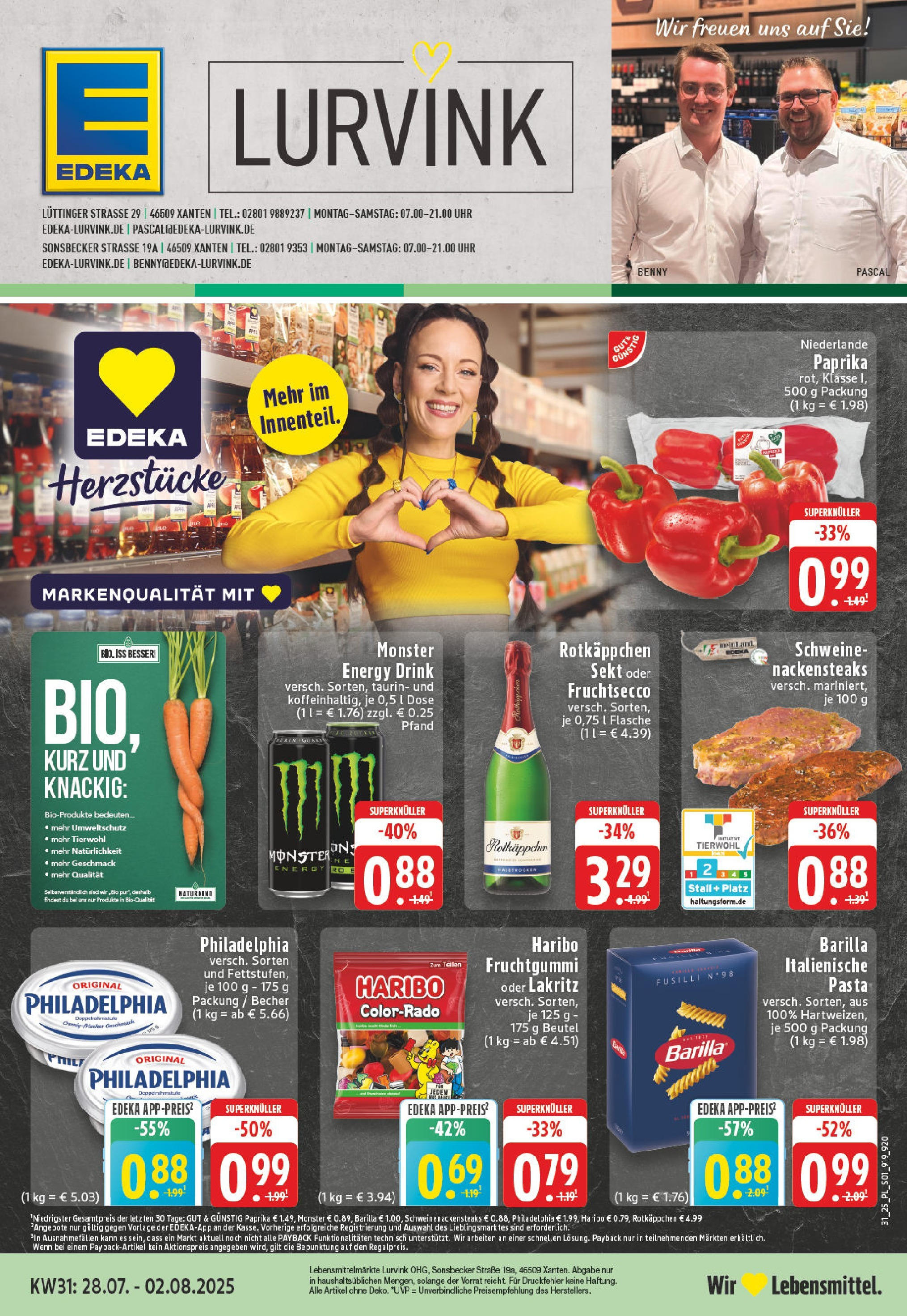 EDEKA Prospekt ab 27.07.2025 - Prospekt Xanten Online Vorschau von dem Prospekt des Geschäftes Edeka, gültig ab dem 27.07.2025