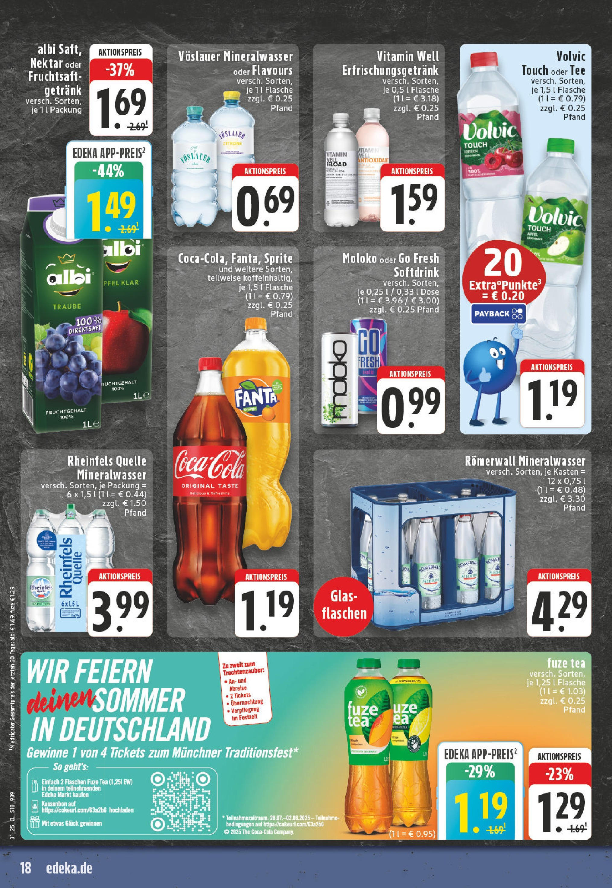 Edeka prospekt Iserlohn (ab 27.07.2025) » Angebote Online | Seite: 18 | Produkte: Fuze tea, Volvic touch, Mineralwasser, Zitrone Edeka prospekt Iserlohn (ab 27.07.2025) » Angebote Online | Seite: 18 | Produkte: Fuze tea, Volvic touch, Mineralwasser, Zitrone