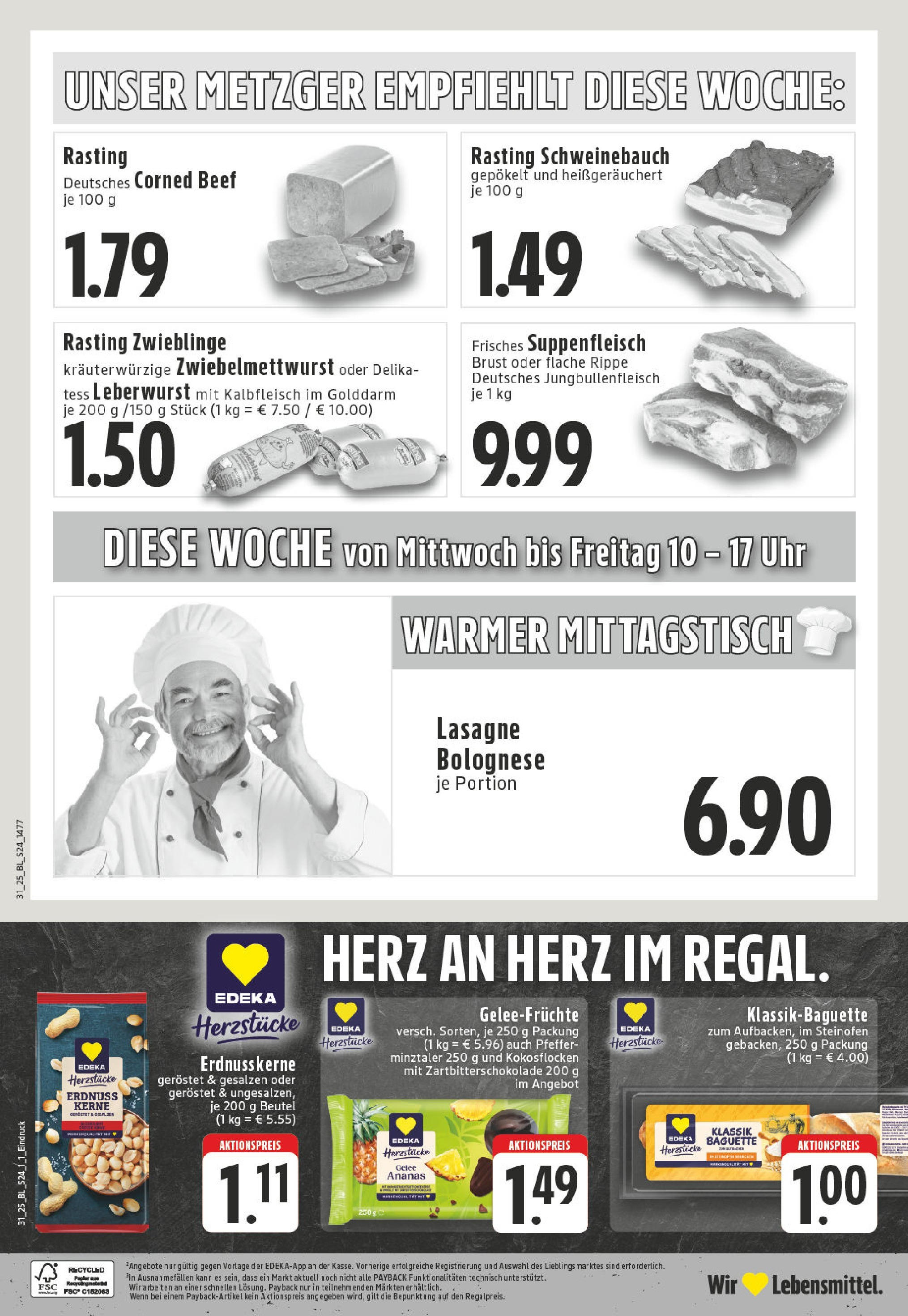Edeka prospekt Bottrop (ab 27.07.2025) » Angebote Online | Seite: 24 | Produkte: Schweinebauch, Baguette, Pfeffer, Suppenfleisch Edeka prospekt Bottrop (ab 27.07.2025) » Angebote Online | Seite: 24 | Produkte: Schweinebauch, Baguette, Pfeffer, Suppenfleisch
