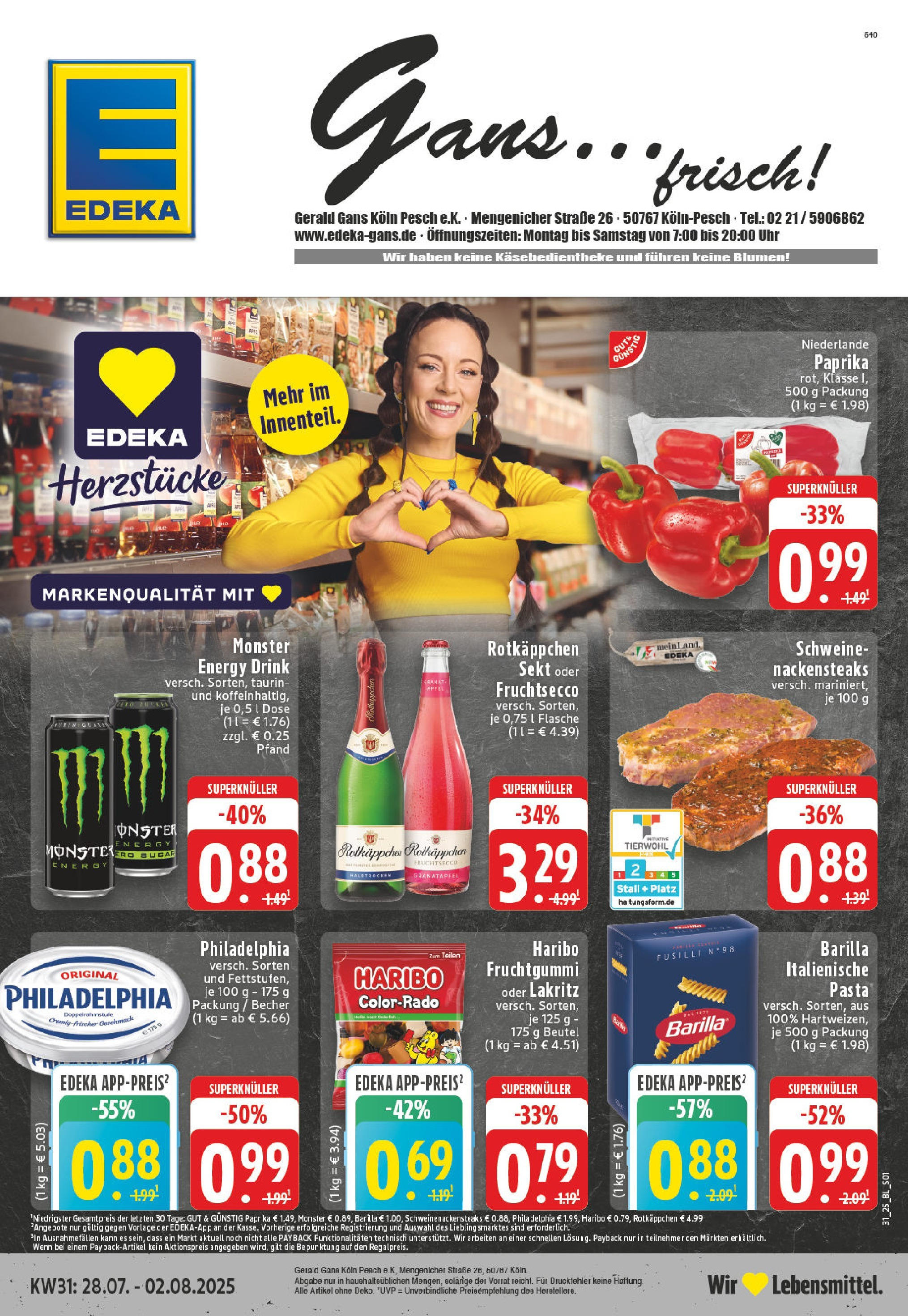 Edeka prospekt Köln	 (ab 27.07.2025) » Angebote Online | Seite: 1 | Produkte: Rotkappchen sekt, Philadelphia, Paprika, Pasta