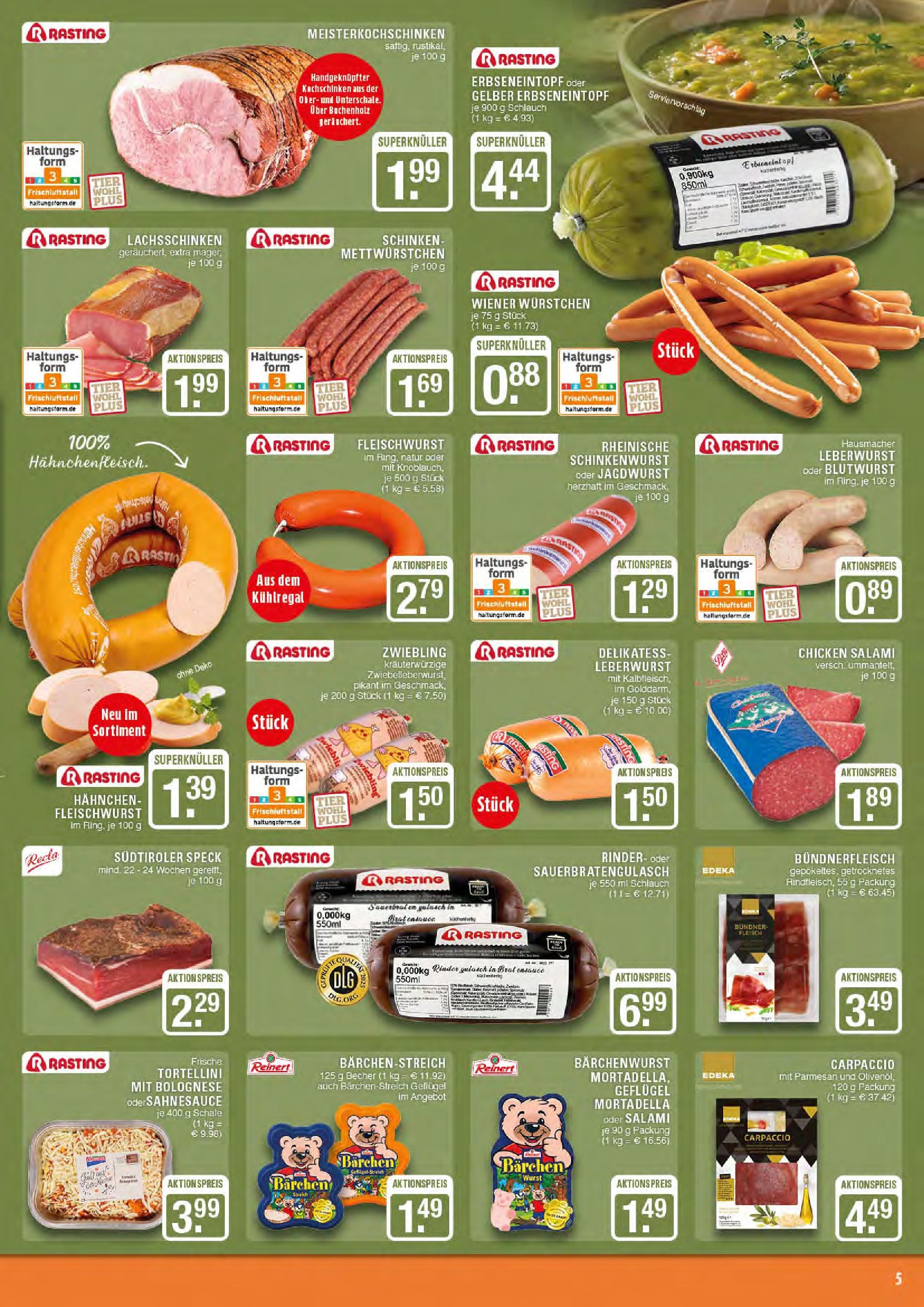 Edeka prospekt Marl	 (ab 27.07.2025) » Angebote Online | Seite: 5 | Produkte: Hahnchen, Wurst, Schinken, Fleisch