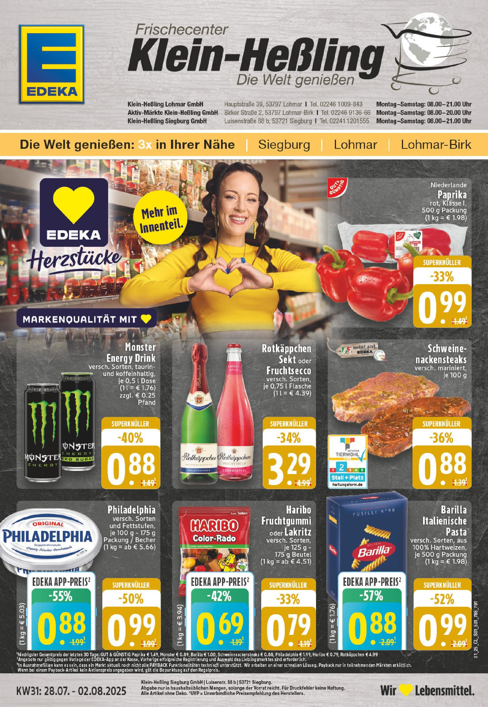 EDEKA Prospekt ab 27.07.2025 - Prospekt Lohmar Online Vorschau von dem Prospekt des Geschäftes Edeka, gültig ab dem 27.07.2025