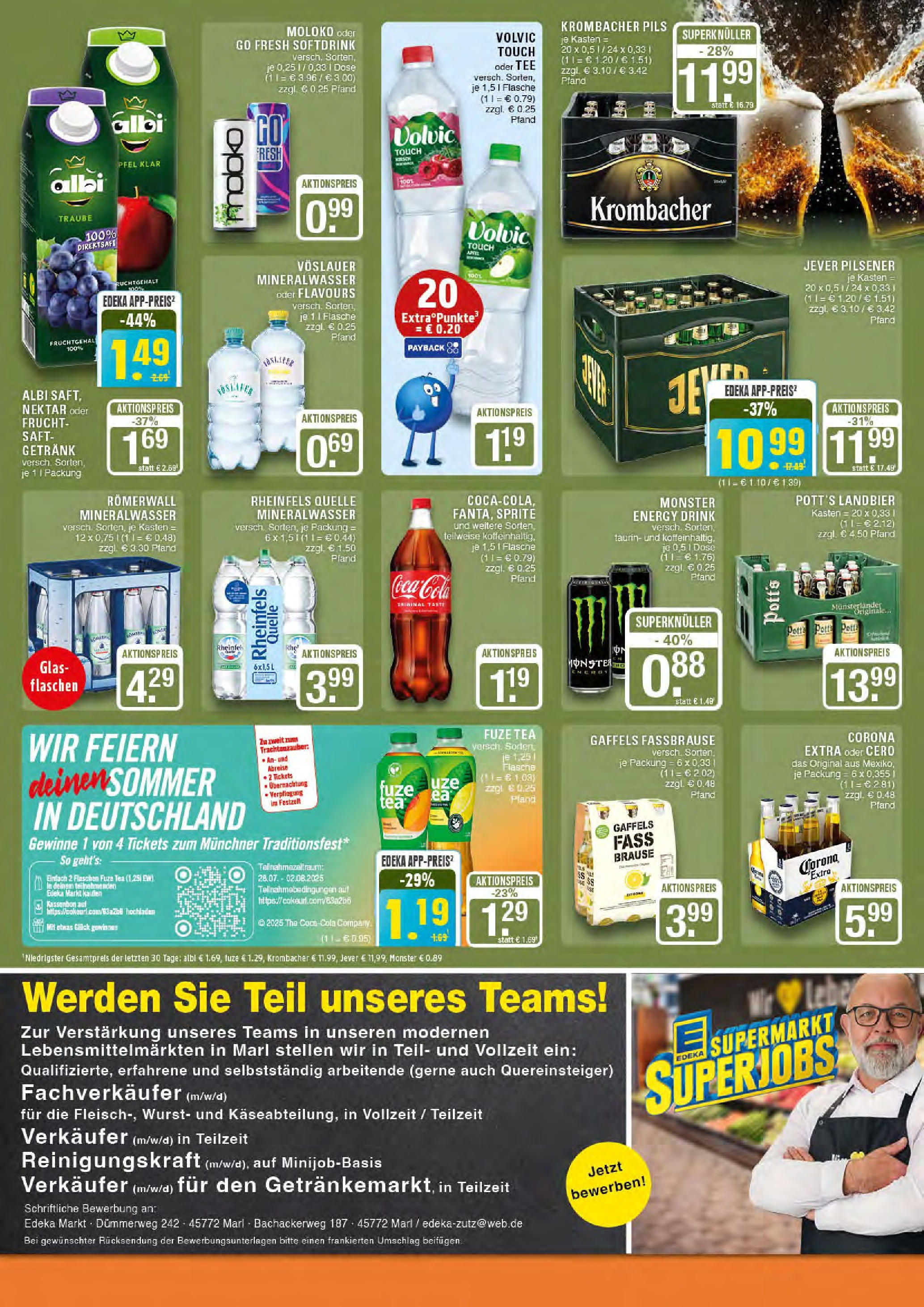 Edeka prospekt Marl	 (ab 27.07.2025) » Angebote Online | Seite: 12 | Produkte: Coca cola, Volvic touch, Krombacher, Rheinfels quelle