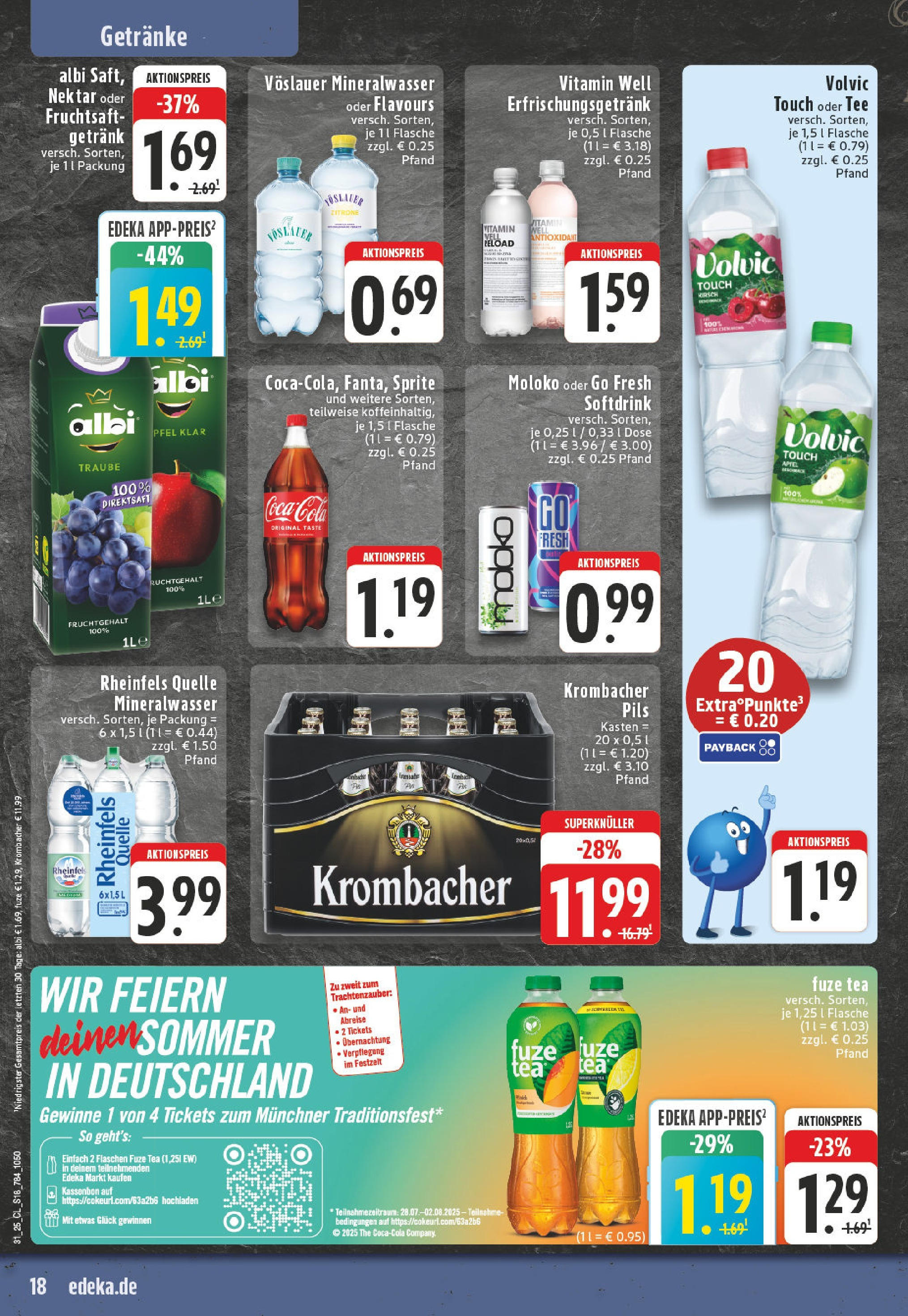 Edeka prospekt Alsdorf (ab 27.07.2025) » Angebote Online | Seite: 18 | Produkte: Pils, Mineralwasser, Tee, Volvic Edeka prospekt Alsdorf (ab 27.07.2025) » Angebote Online | Seite: 18 | Produkte: Pils, Mineralwasser, Tee, Volvic