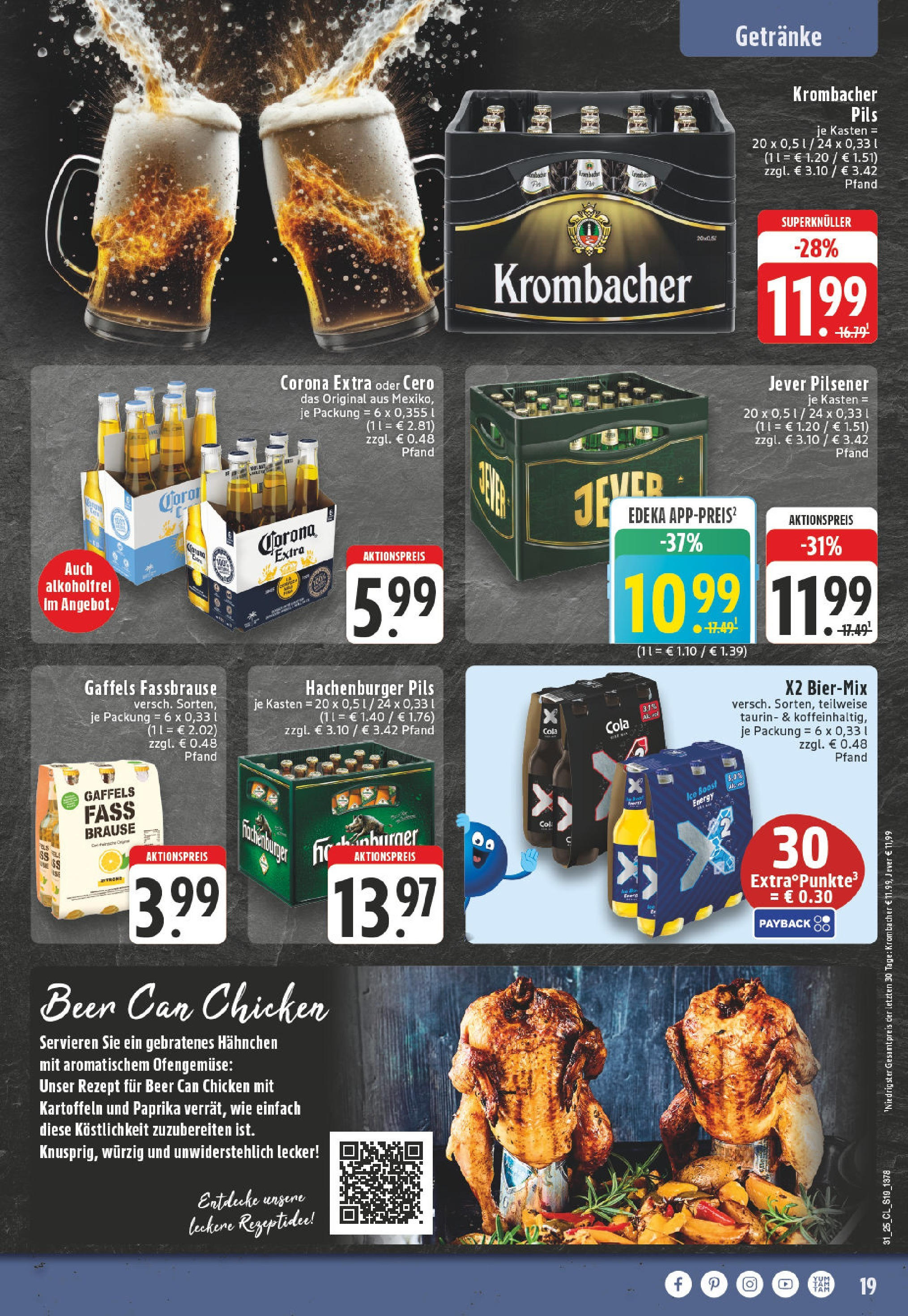 Edeka prospekt Puderbach (ab 27.07.2025) » Angebote Online | Seite: 19 | Produkte: Cola, Jever, Krombacher, Fassbrause Edeka prospekt Puderbach (ab 27.07.2025) » Angebote Online | Seite: 19 | Produkte: Cola, Jever, Krombacher, Fassbrause