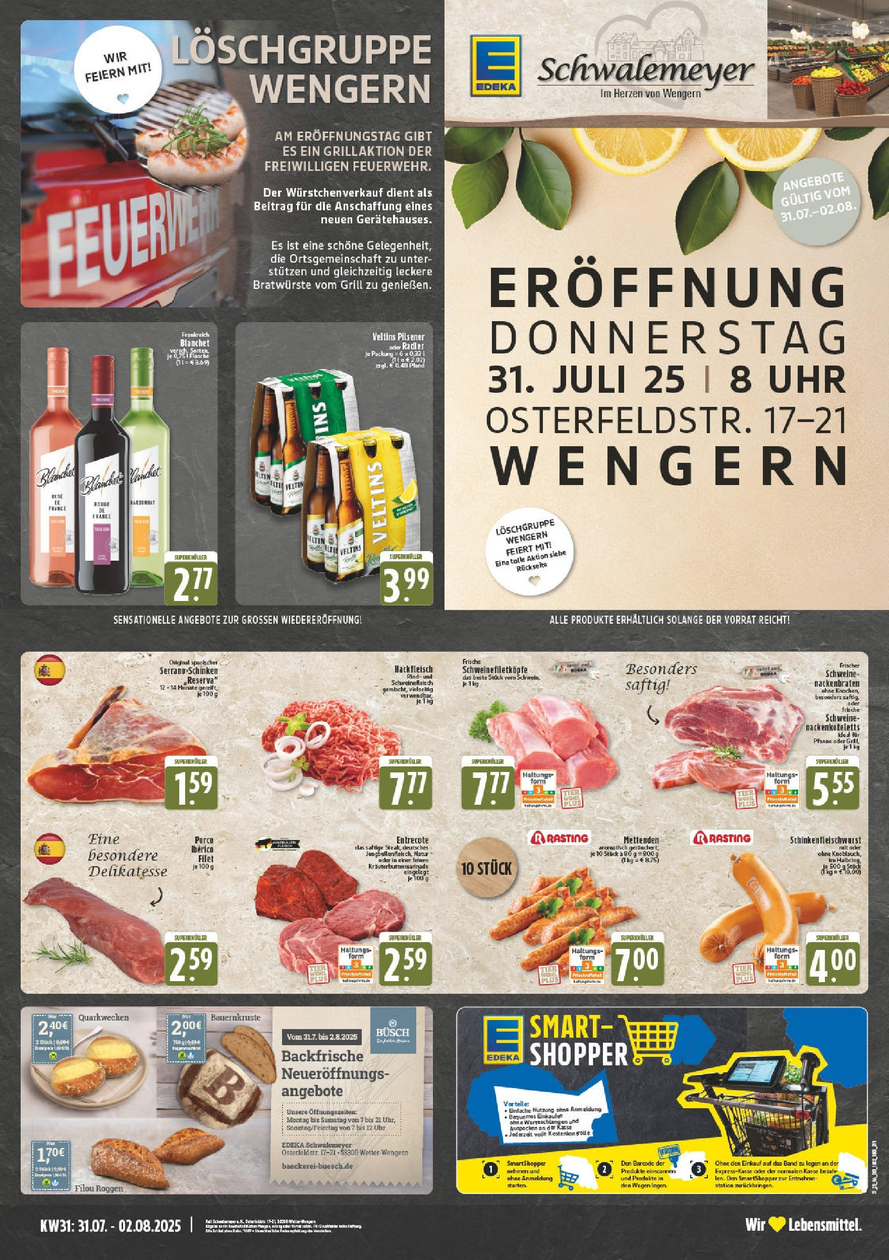 Edeka prospekt Witten-Bommern (ab 27.07.2025) » Angebote Online | Seite: 1 | Produkte: Schinken, Schweinefleisch, Steak, Hackfleisch Edeka prospekt Witten-Bommern (ab 27.07.2025) » Angebote Online | Seite: 1 | Produkte: Schinken, Schweinefleisch, Steak, Hackfleisch