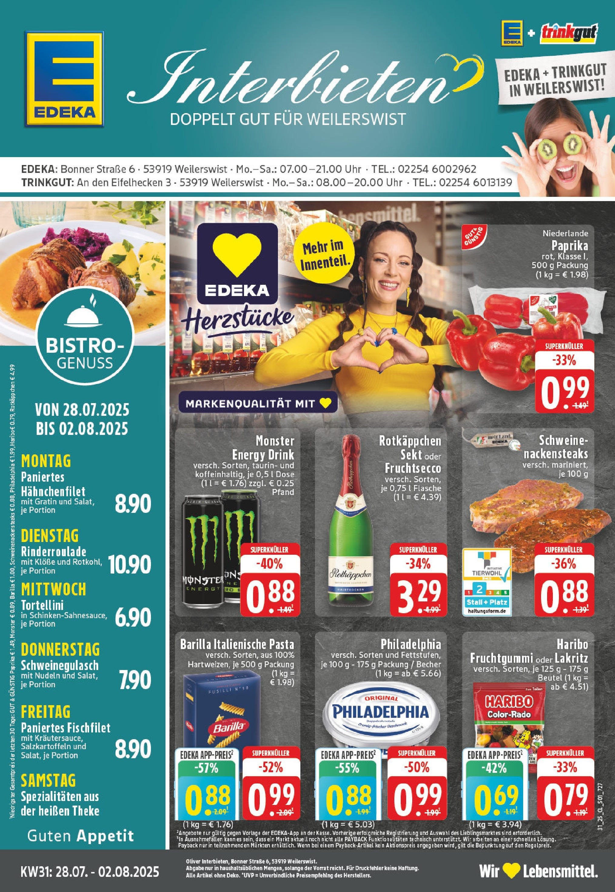 EDEKA Prospekt ab 27.07.2025 - Prospekt Weilerswist Online Vorschau von dem Prospekt des Geschäftes Edeka, gültig ab dem 27.07.2025