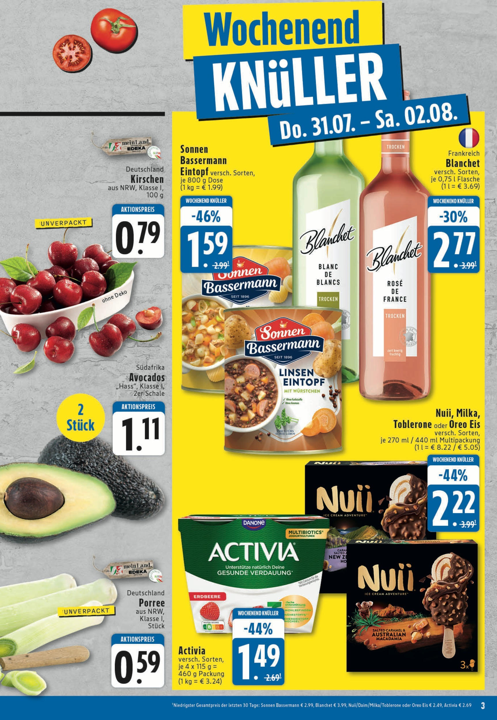 Edeka prospekt Köln (ab 27.07.2025) » Angebote Online | Seite: 3 | Produkte: Activia, Kirschen, Avocado, Eis Edeka prospekt Köln (ab 27.07.2025) » Angebote Online | Seite: 3 | Produkte: Activia, Kirschen, Avocado, Eis