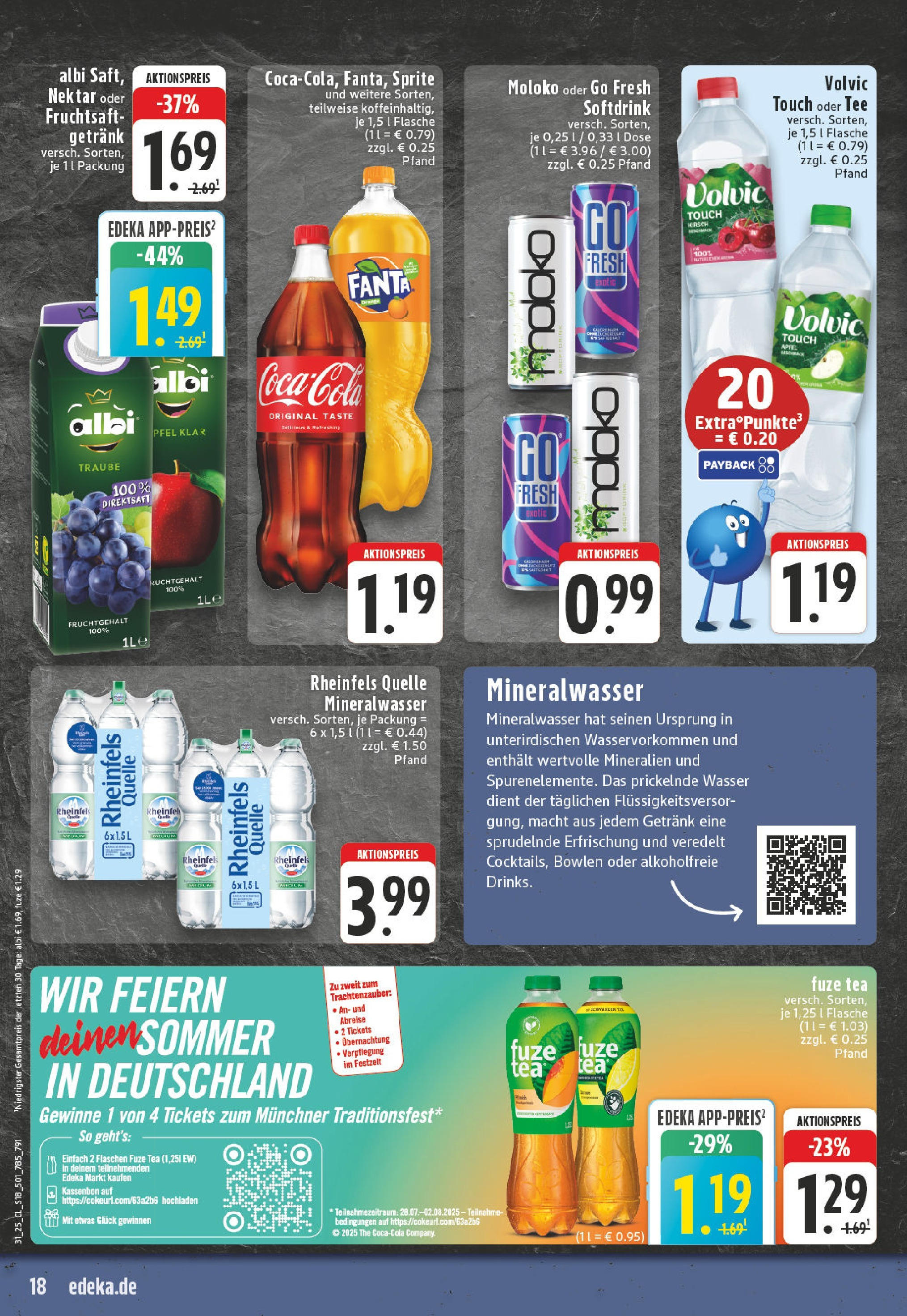 Edeka prospekt Lohmar (ab 27.07.2025) » Angebote Online | Seite: 18 | Produkte: Fuze tea, Äpfel, Volvic touch, Rheinfels quelle Edeka prospekt Lohmar (ab 27.07.2025) » Angebote Online | Seite: 18 | Produkte: Fuze tea, Äpfel, Volvic touch, Rheinfels quelle