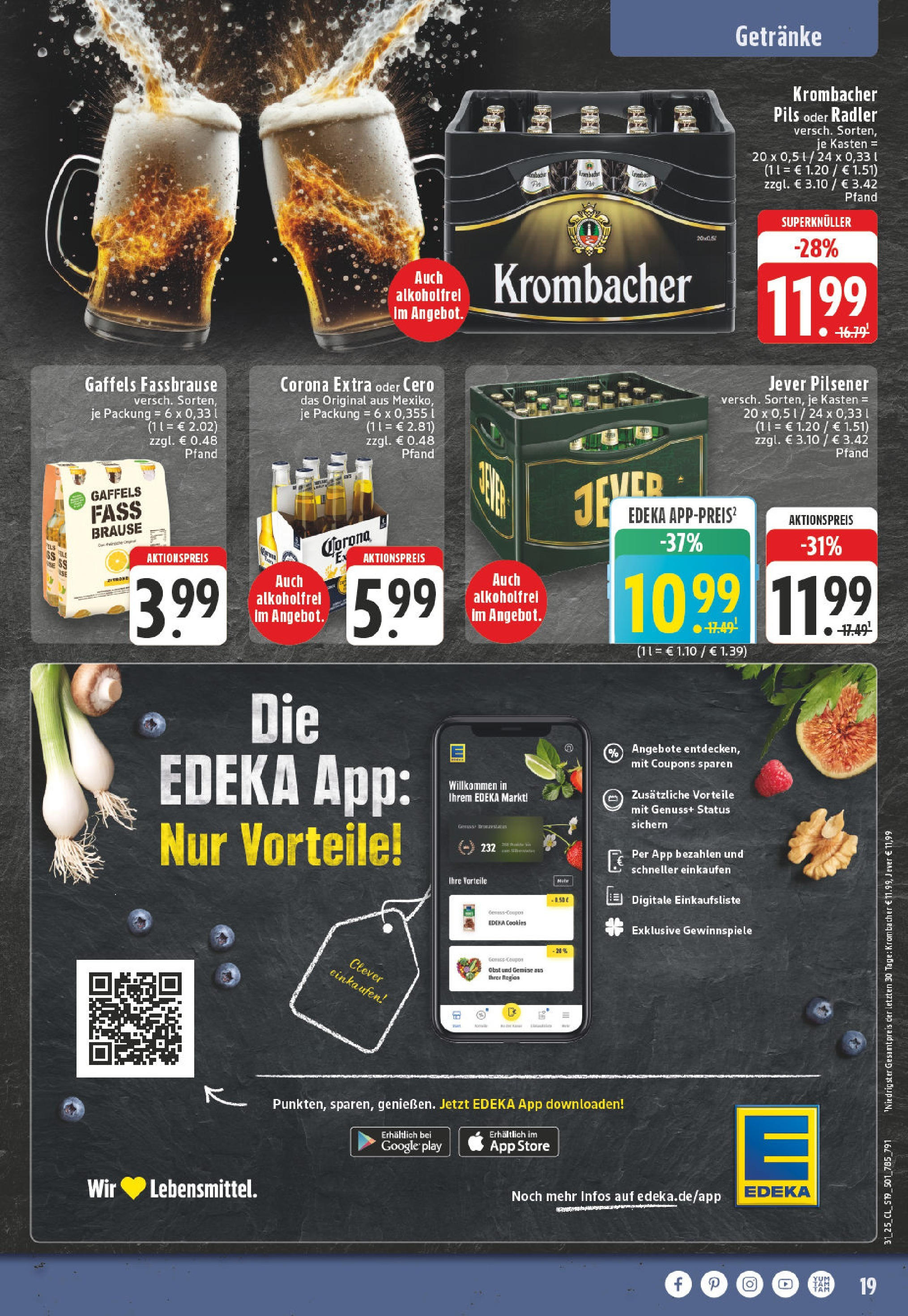 Edeka prospekt Lohmar (ab 27.07.2025) » Angebote Online | Seite: 19 | Produkte: Radler, Obst, Krombacher, Fassbrause Edeka prospekt Lohmar (ab 27.07.2025) » Angebote Online | Seite: 19 | Produkte: Radler, Obst, Krombacher, Fassbrause