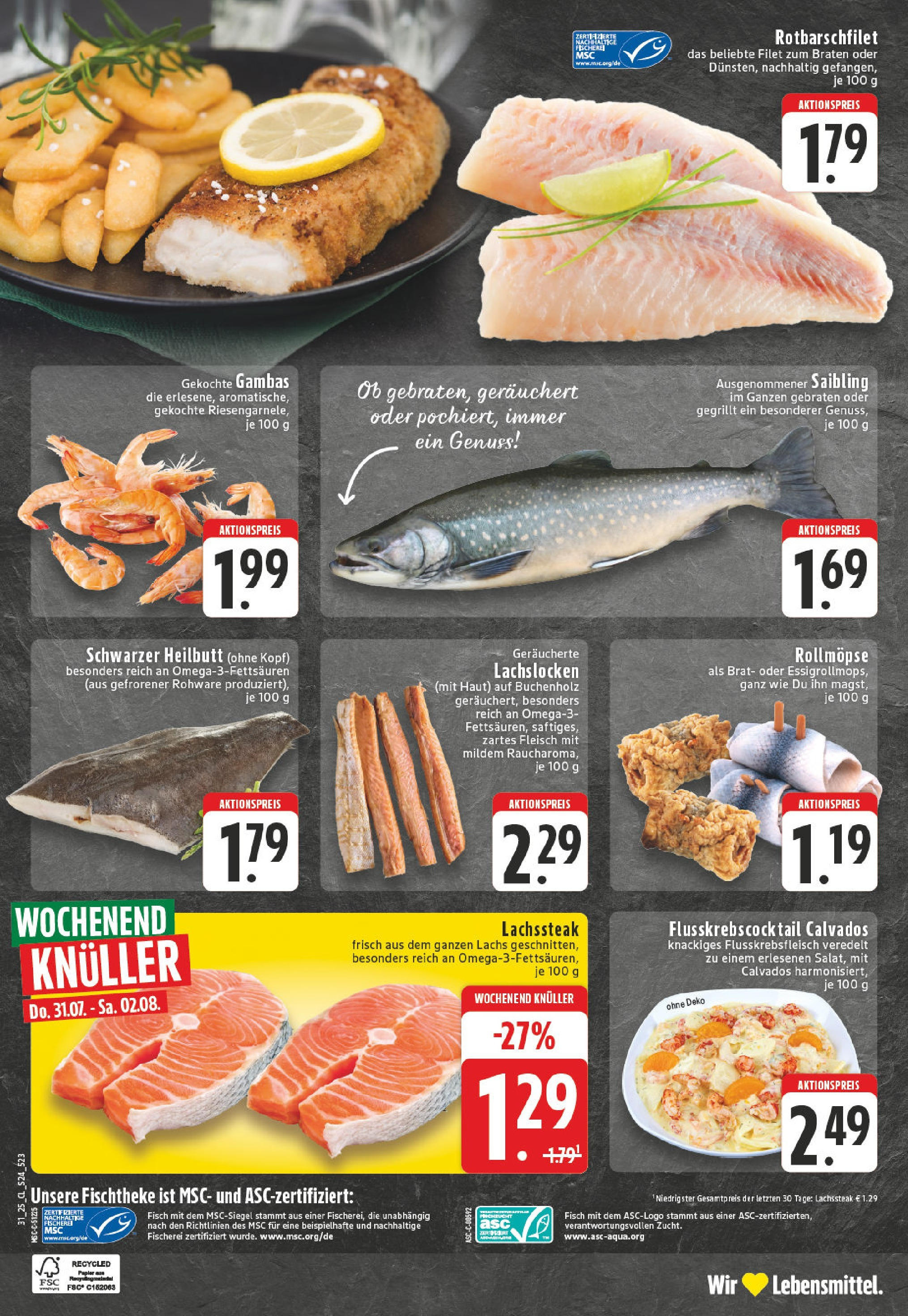 Edeka prospekt Vreden	 (ab 27.07.2025) » Angebote Online | Seite: 24 | Produkte: Fisch, Lachs, Steak, Fleisch