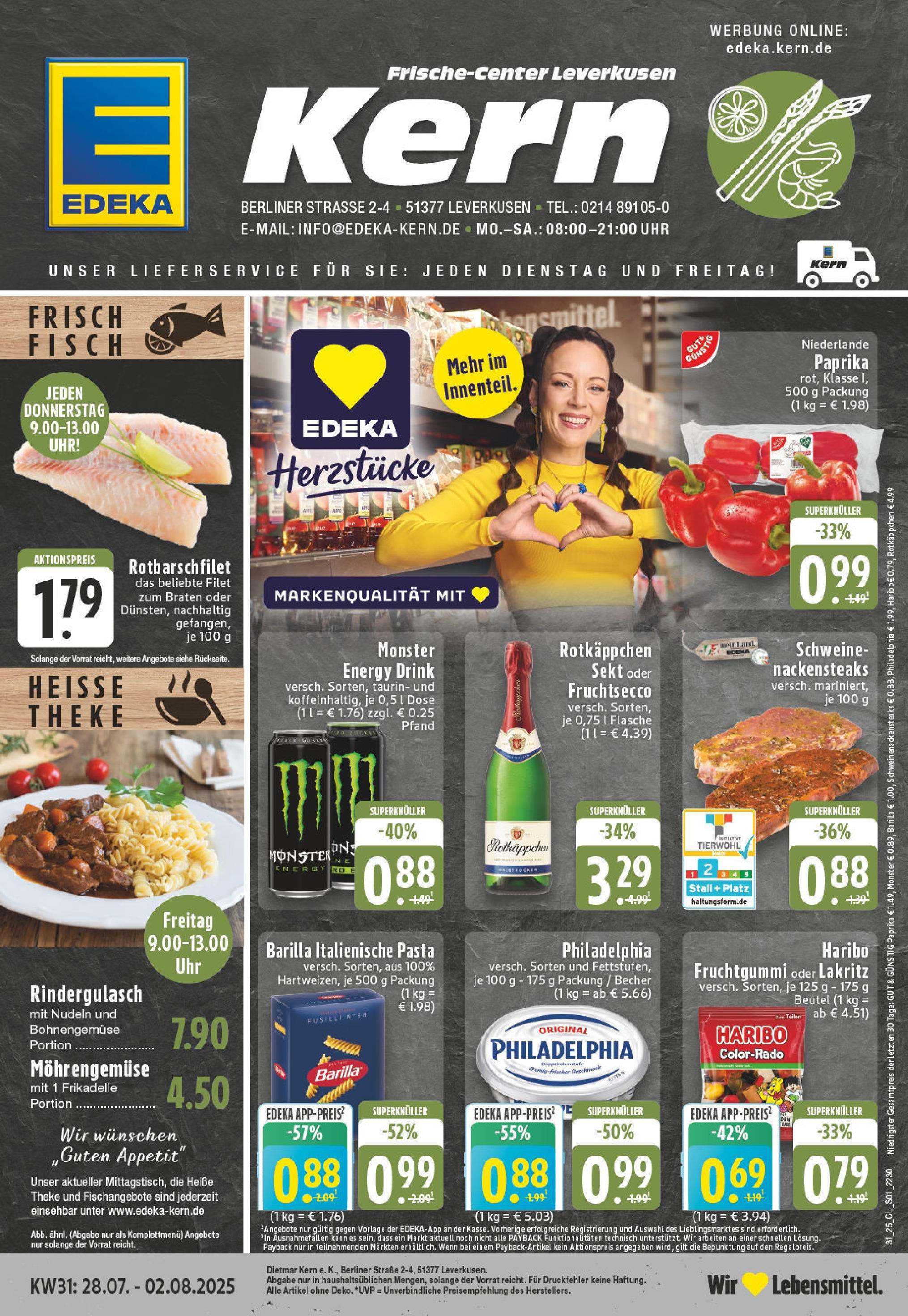EDEKA Prospekt ab 27.07.2025 - Prospekt Leverkusen Online Vorschau von dem Prospekt des Geschäftes Edeka, gültig ab dem 27.07.2025
