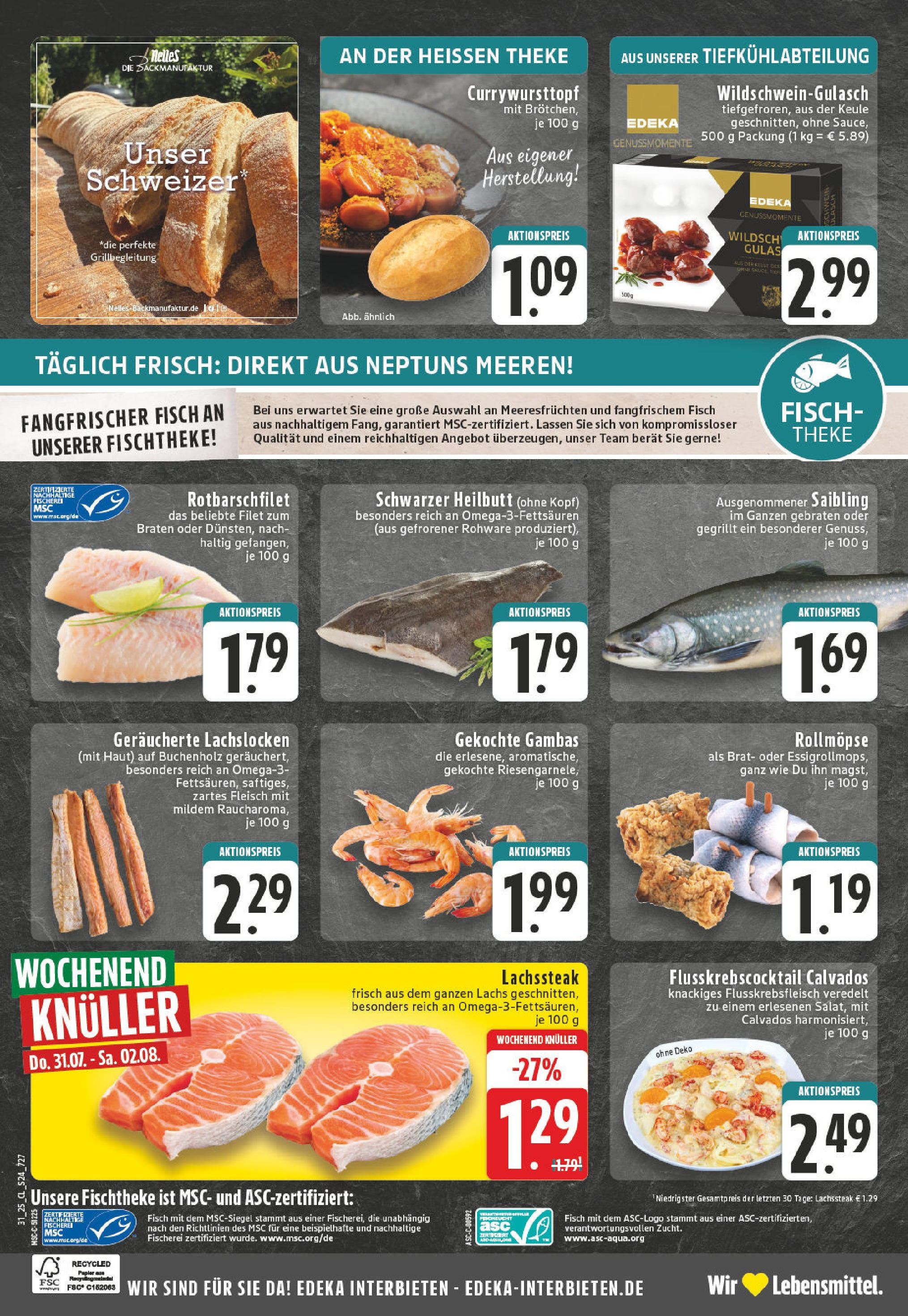 Edeka prospekt Weilerswist	 (ab 27.07.2025) » Angebote Online | Seite: 24 | Produkte: Theke, Fisch, Lachs, Fleisch