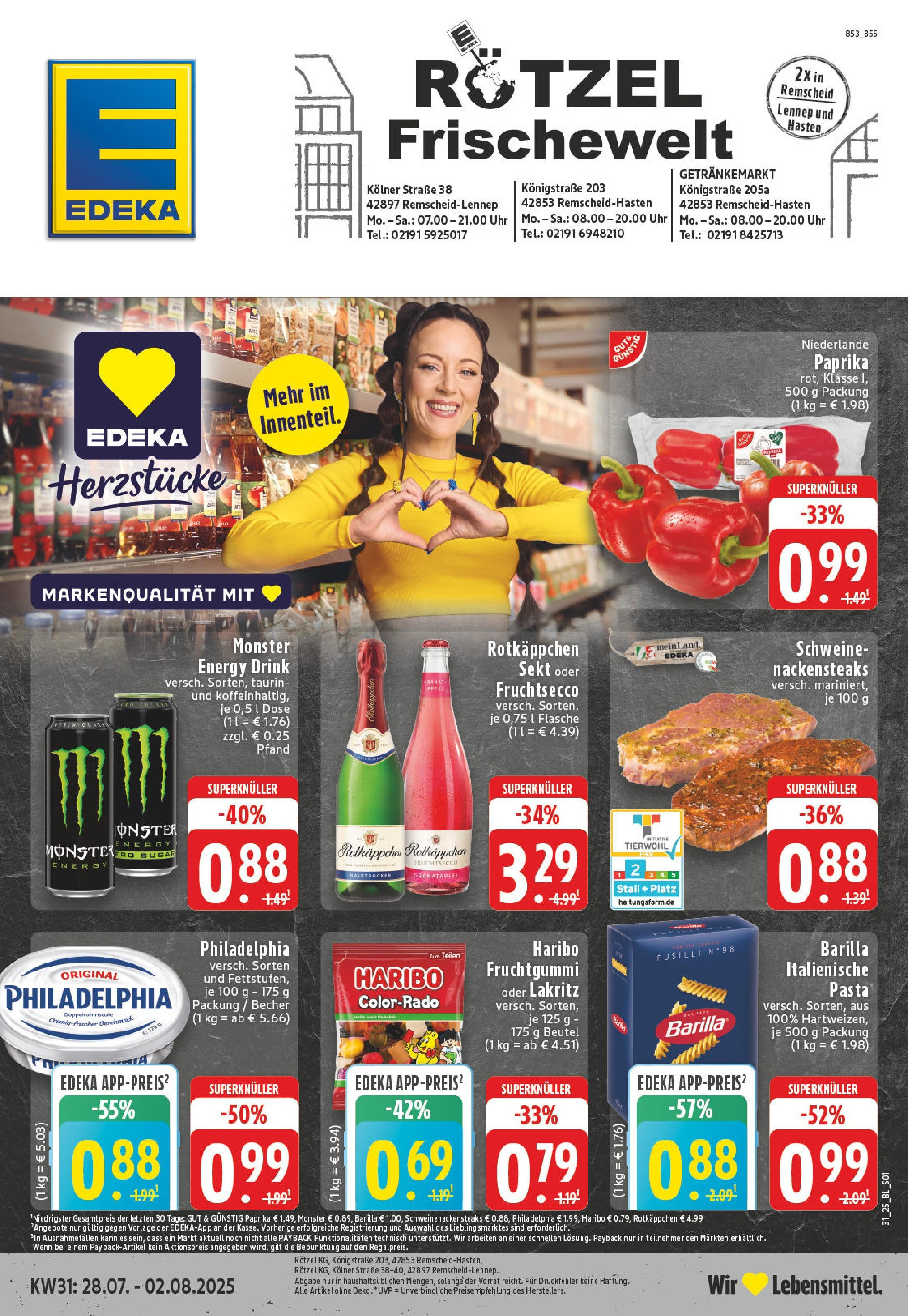 EDEKA Prospekt ab 27.07.2025 - Prospekt Remscheid Online Vorschau von dem Prospekt des Geschäftes Edeka, gültig ab dem 27.07.2025