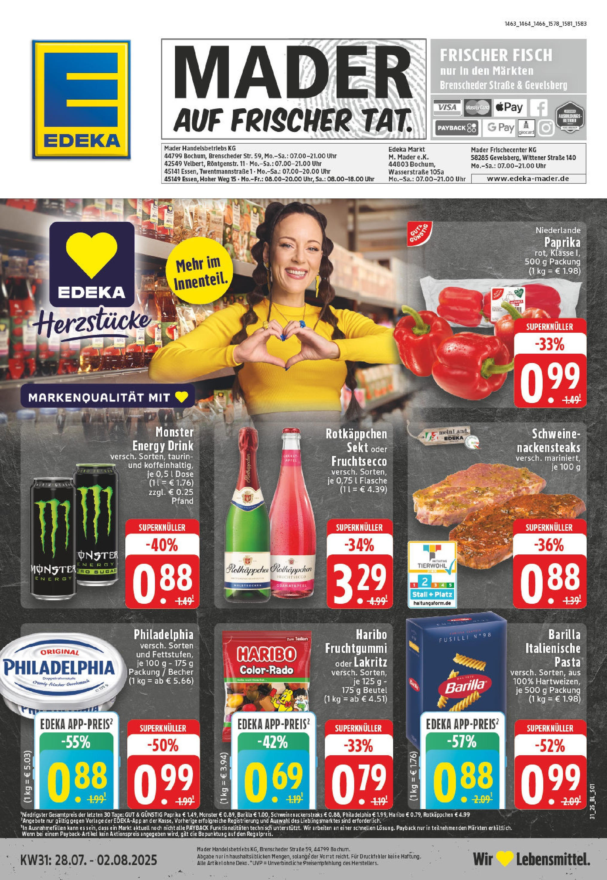 EDEKA Prospekt ab 27.07.2025 - Prospekt Bochum Online Vorschau von dem Prospekt des Geschäftes Edeka, gültig ab dem 27.07.2025
