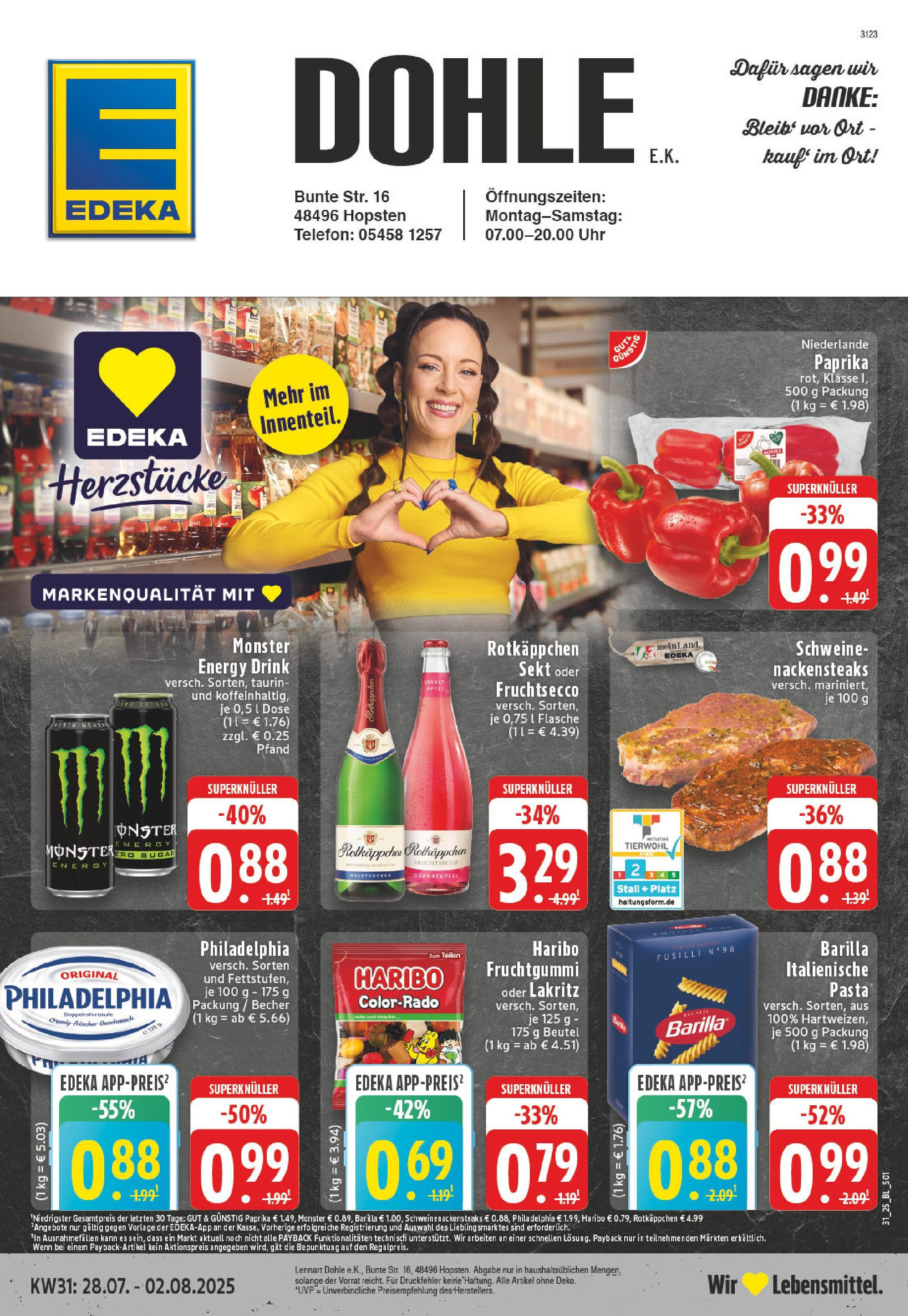 Edeka prospekt Hopsten (ab 27.07.2025) » Angebote Online | Seite: 1 | Produkte: Energy, Sekt, Paprika, Telefon Edeka prospekt Hopsten (ab 27.07.2025) » Angebote Online | Seite: 1 | Produkte: Energy, Sekt, Paprika, Telefon