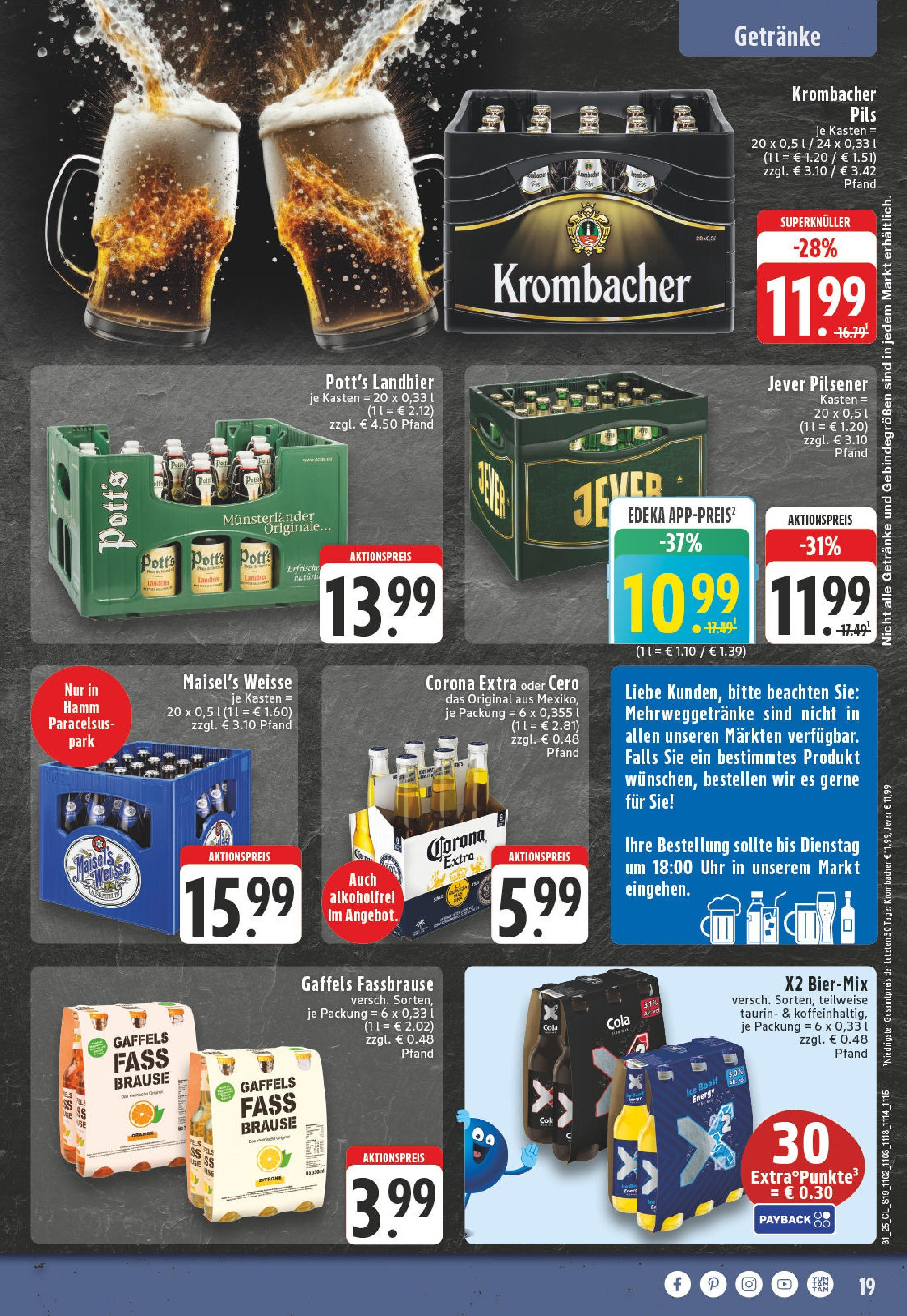 Edeka prospekt Arnsberg-Neheim (ab 27.07.2025) » Angebote Online | Seite: 19 | Produkte: Cola, Zitrone, Krombacher, Fassbrause Edeka prospekt Arnsberg-Neheim (ab 27.07.2025) » Angebote Online | Seite: 19 | Produkte: Cola, Zitrone, Krombacher, Fassbrause