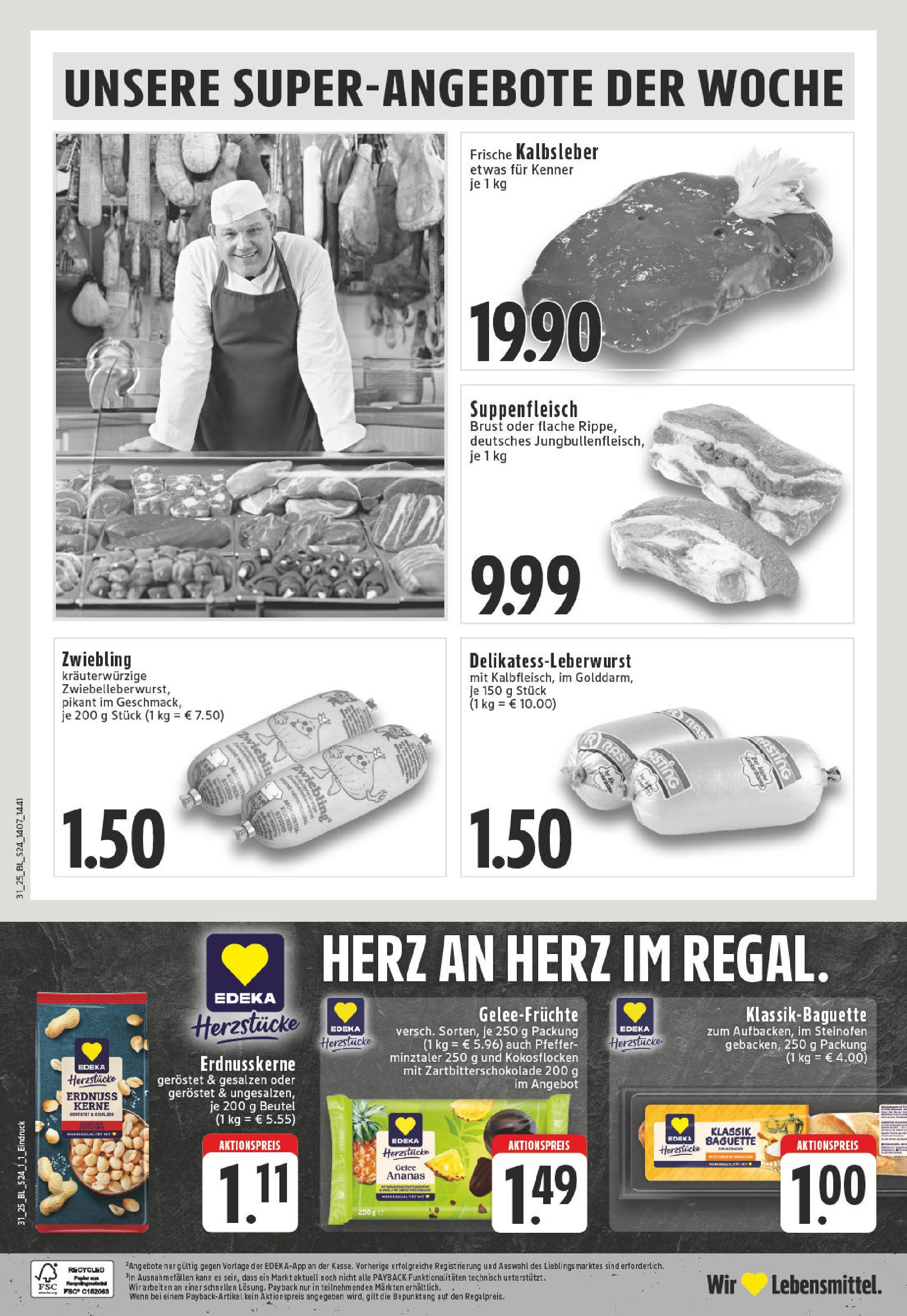 Edeka prospekt Steinfurt (ab 27.07.2025) » Angebote Online | Seite: 24 | Produkte: Baguette, Ananas, Kalbsleber, Suppenfleisch Edeka prospekt Steinfurt (ab 27.07.2025) » Angebote Online | Seite: 24 | Produkte: Baguette, Ananas, Kalbsleber, Suppenfleisch