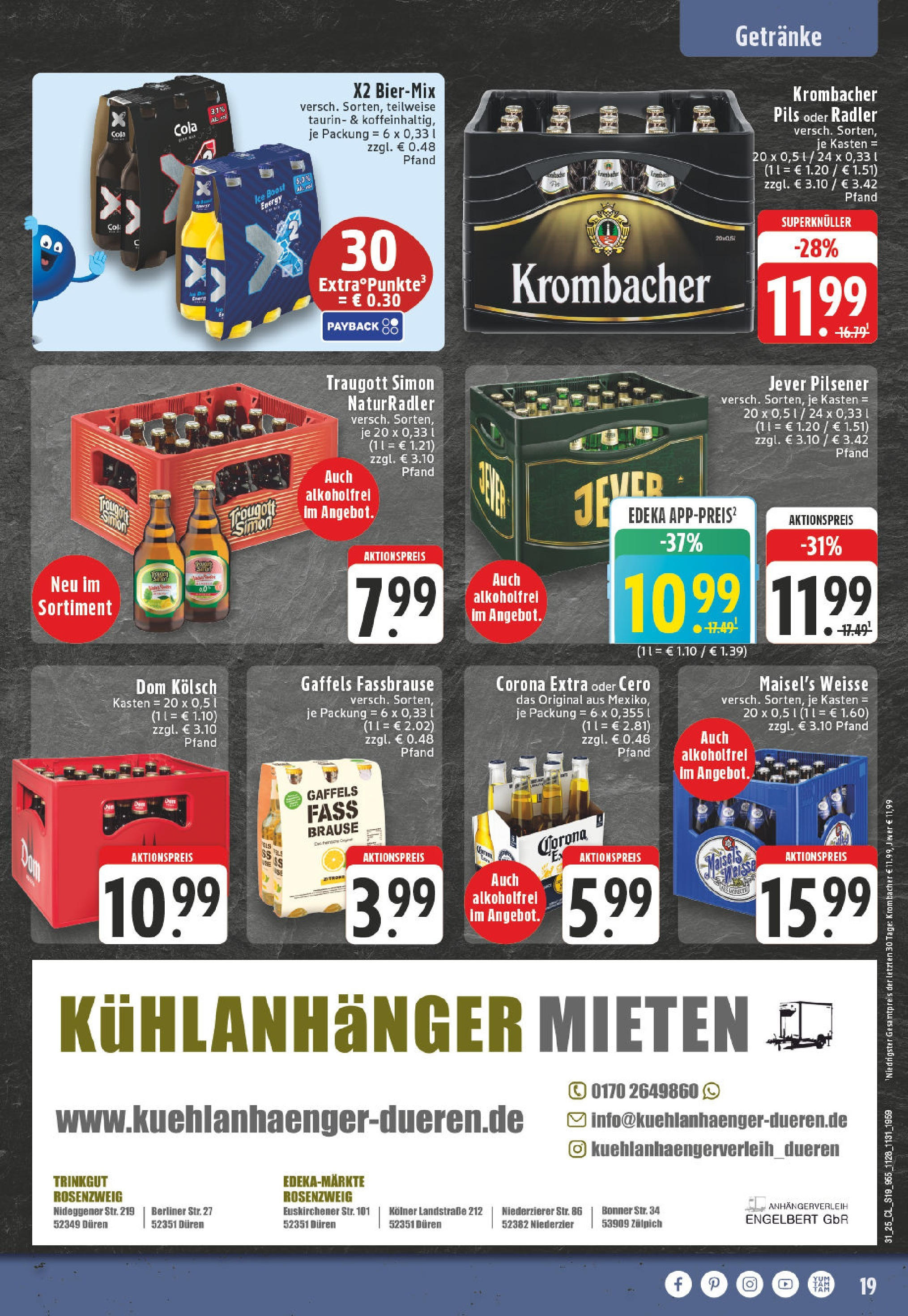Edeka prospekt Zülpich	 (ab 27.07.2025) » Angebote Online | Seite: 19 | Produkte: Cola, Radler, Jever, Krombacher