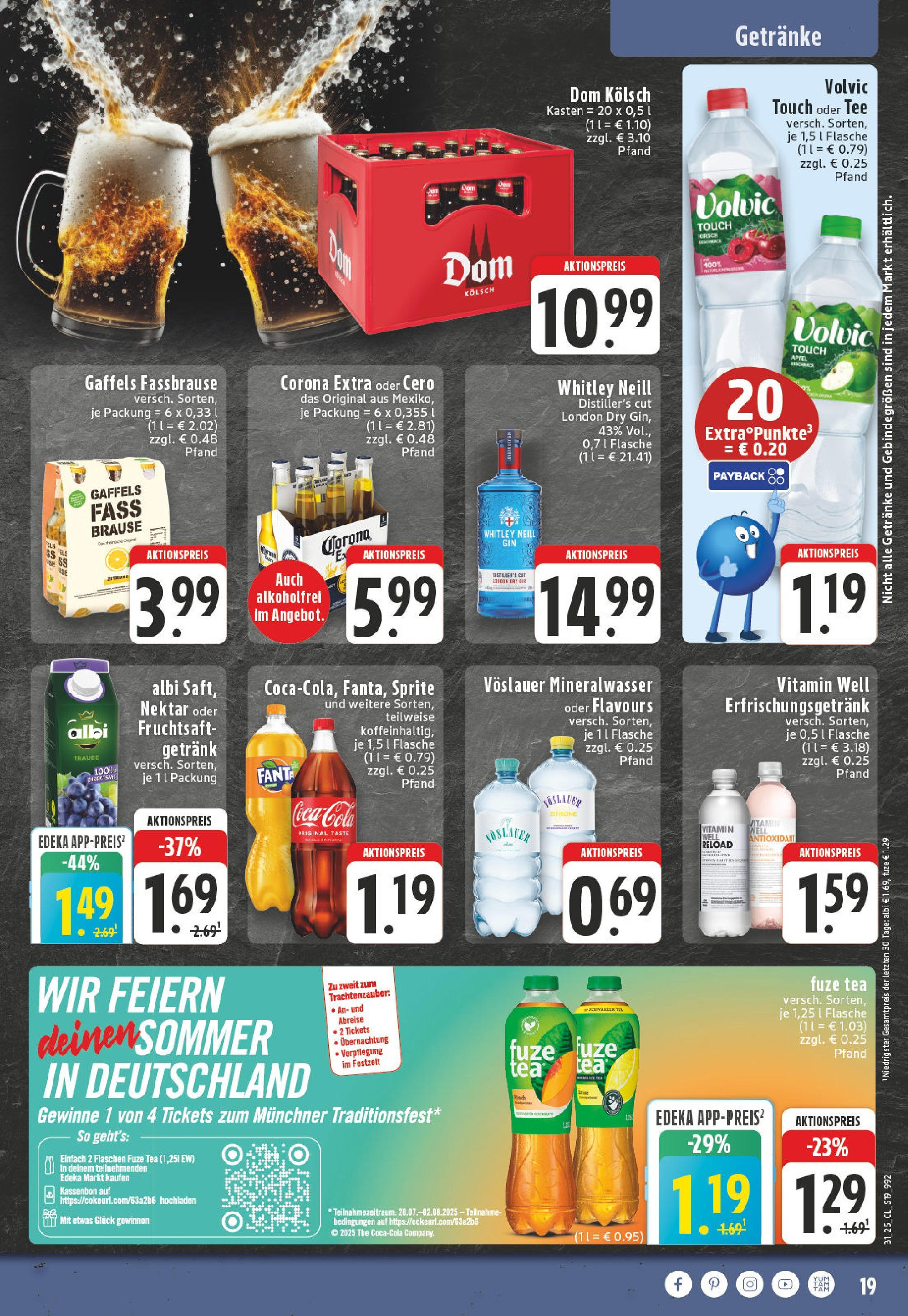 Edeka prospekt Köln-Lindenthal	 (ab 27.07.2025) » Angebote Online | Seite: 19 | Produkte: Fuze tea, Fanta, Sprite, Fruchtsaft