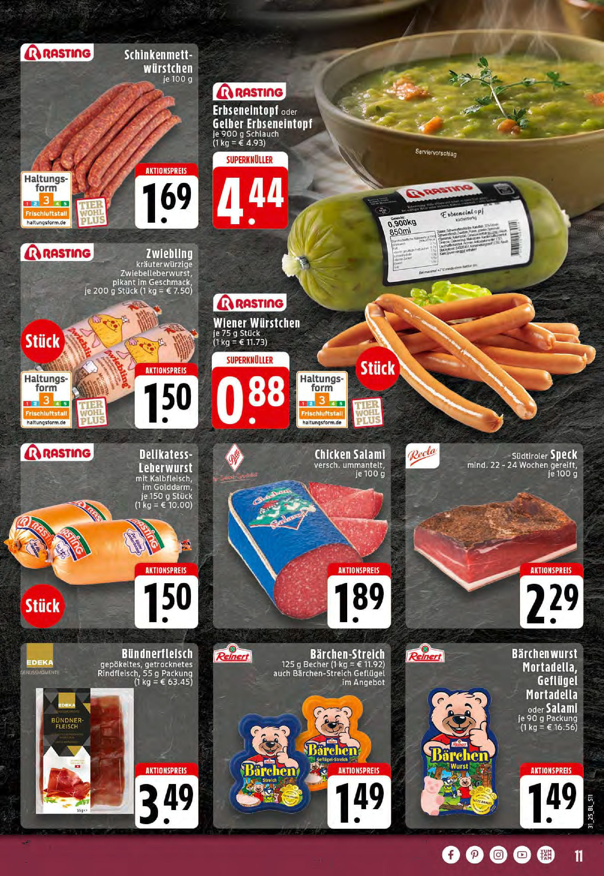 Edeka prospekt Dortmund-Eving (ab 27.07.2025) » Angebote Online | Seite: 11 | Produkte: Wiener wurstchen, Wurst, Salami, Kuchen Edeka prospekt Dortmund-Eving (ab 27.07.2025) » Angebote Online | Seite: 11 | Produkte: Wiener wurstchen, Wurst, Salami, Kuchen