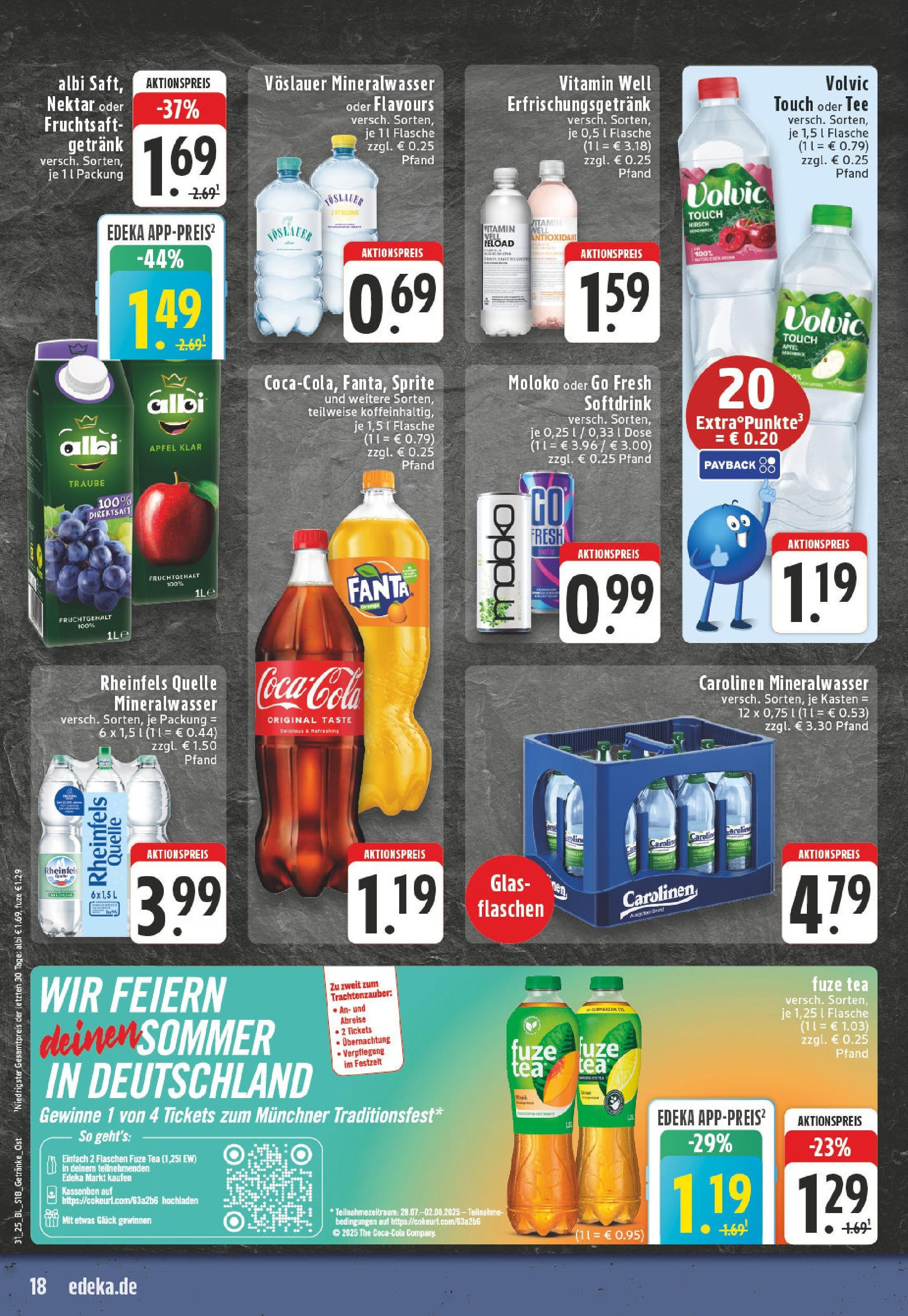 Edeka prospekt Leopoldshöhe (ab 27.07.2025) » Angebote Online | Seite: 18 | Produkte: Volvic touch, Tee, Volvic, Rheinfels quelle Edeka prospekt Leopoldshöhe (ab 27.07.2025) » Angebote Online | Seite: 18 | Produkte: Volvic touch, Tee, Volvic, Rheinfels quelle
