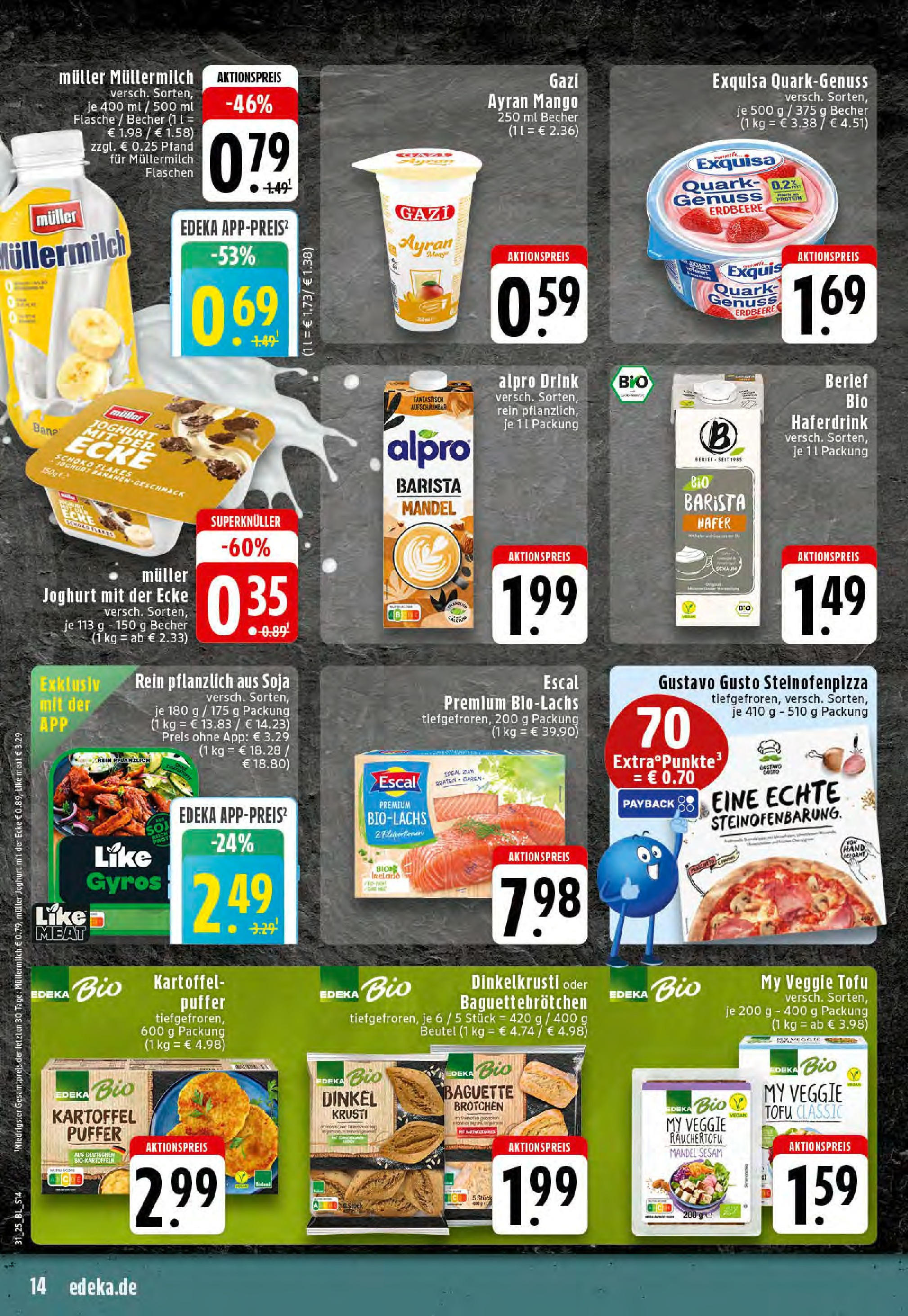 Edeka prospekt Dortmund-Eving (ab 27.07.2025) » Angebote Online | Seite: 14 | Produkte: Gustavo gusto, Baguette, Mango, Muller mullermilch Edeka prospekt Dortmund-Eving (ab 27.07.2025) » Angebote Online | Seite: 14 | Produkte: Gustavo gusto, Baguette, Mango, Muller mullermilch