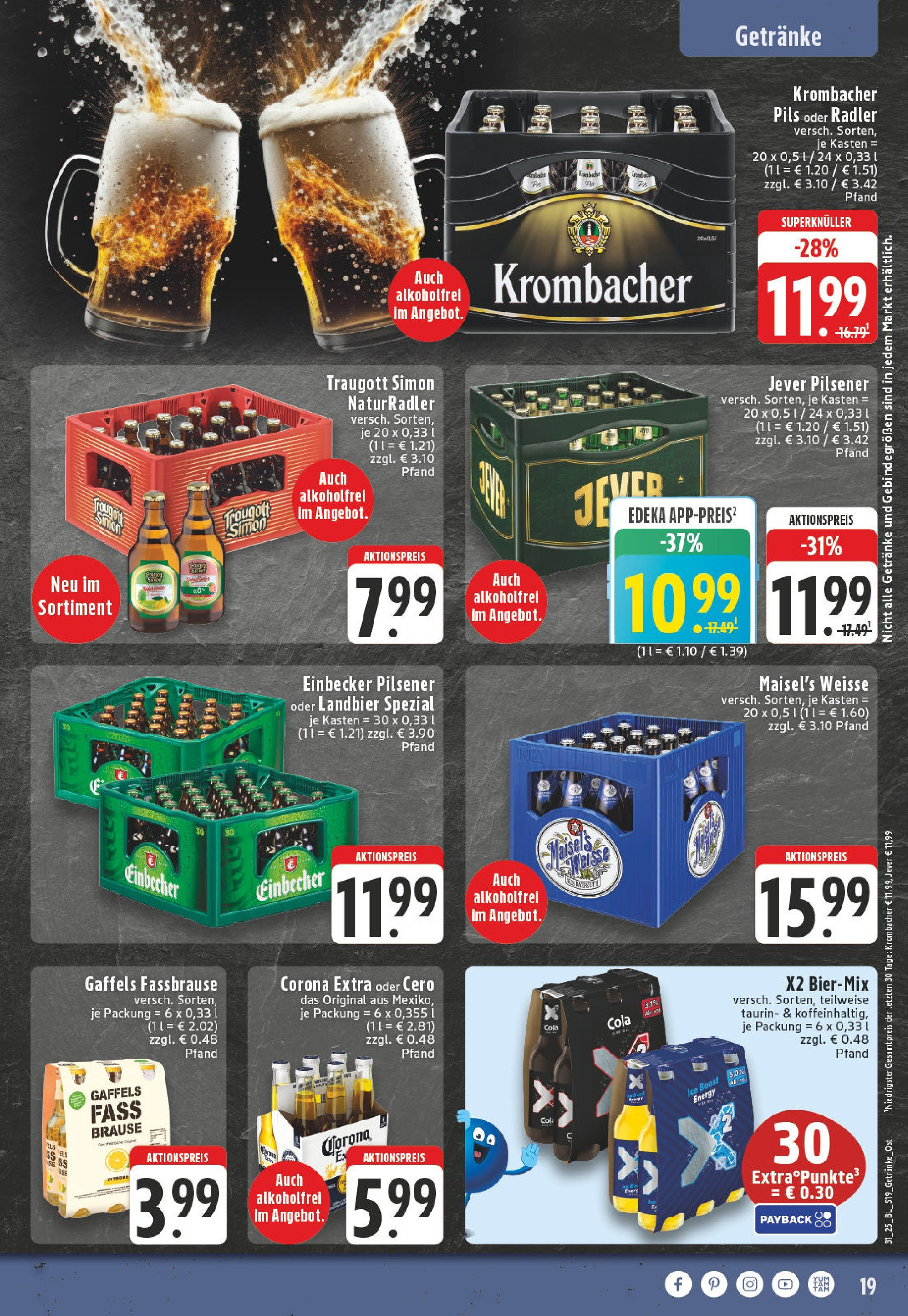 Edeka prospekt Leopoldshöhe (ab 27.07.2025) » Angebote Online | Seite: 19 | Produkte: Cola, Pils, Krombacher alkoholfrei, Krombacher Edeka prospekt Leopoldshöhe (ab 27.07.2025) » Angebote Online | Seite: 19 | Produkte: Cola, Pils, Krombacher alkoholfrei, Krombacher