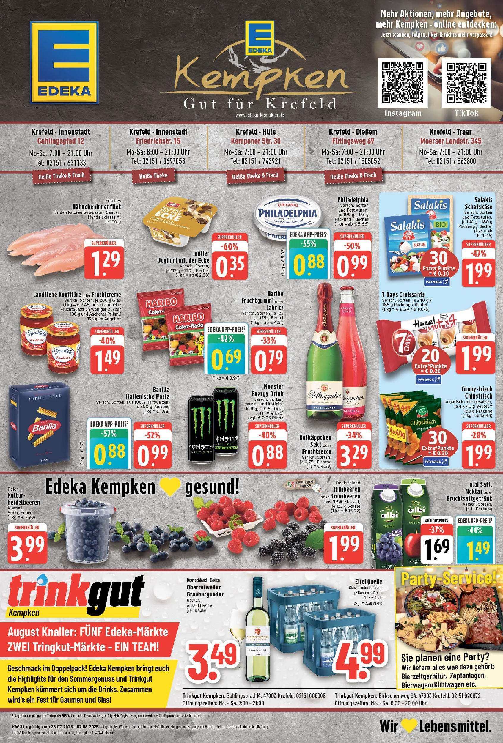 EDEKA Prospekt ab 27.07.2025 - Prospekt Krefeld Online Vorschau von dem Prospekt des Geschäftes Edeka, gültig ab dem 27.07.2025