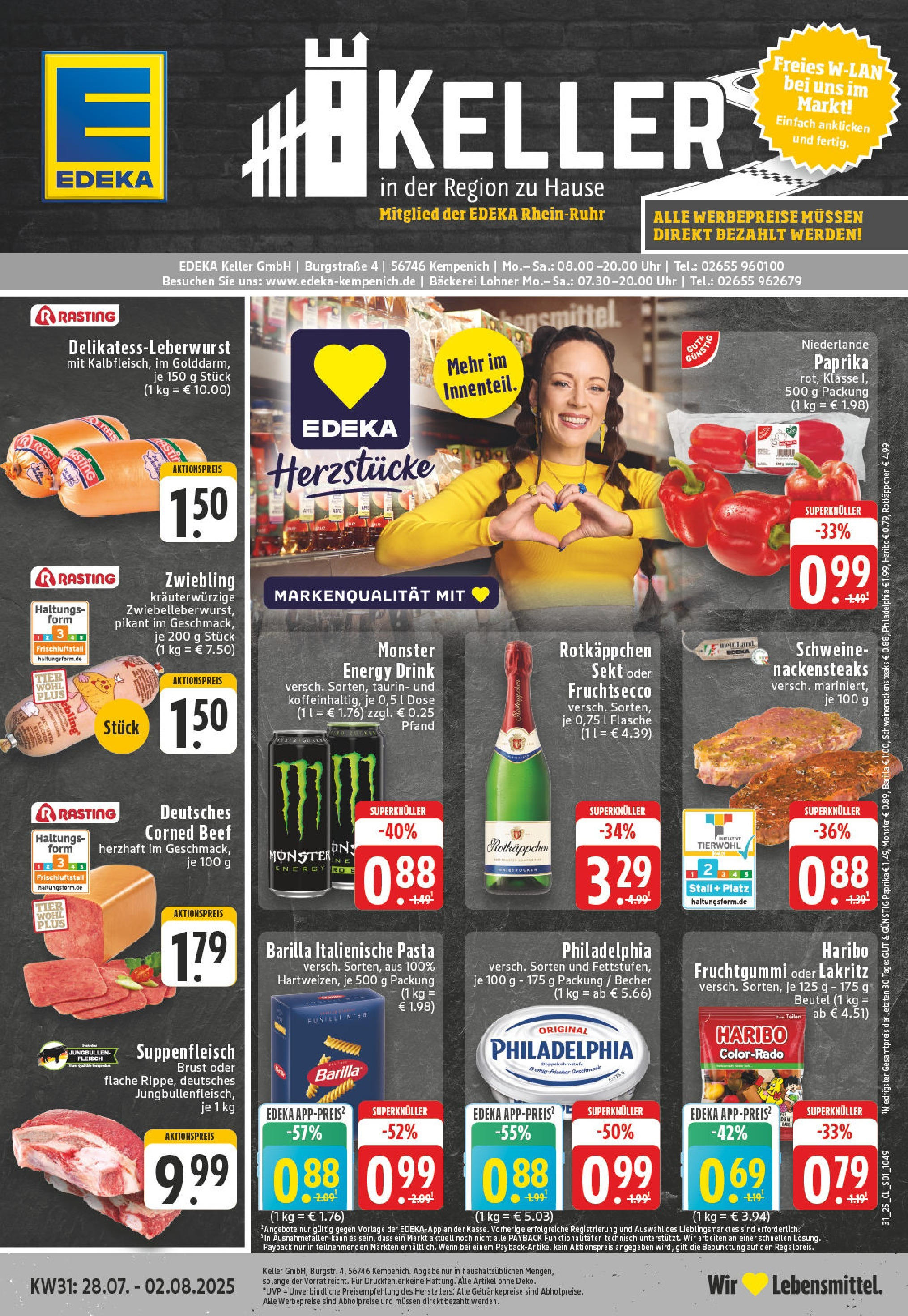 Edeka prospekt Kempenich (ab 27.07.2025) » Angebote Online | Seite: 1 | Produkte: Energy, Suppenfleisch, Steak, Uhr Edeka prospekt Kempenich (ab 27.07.2025) » Angebote Online | Seite: 1 | Produkte: Energy, Suppenfleisch, Steak, Uhr