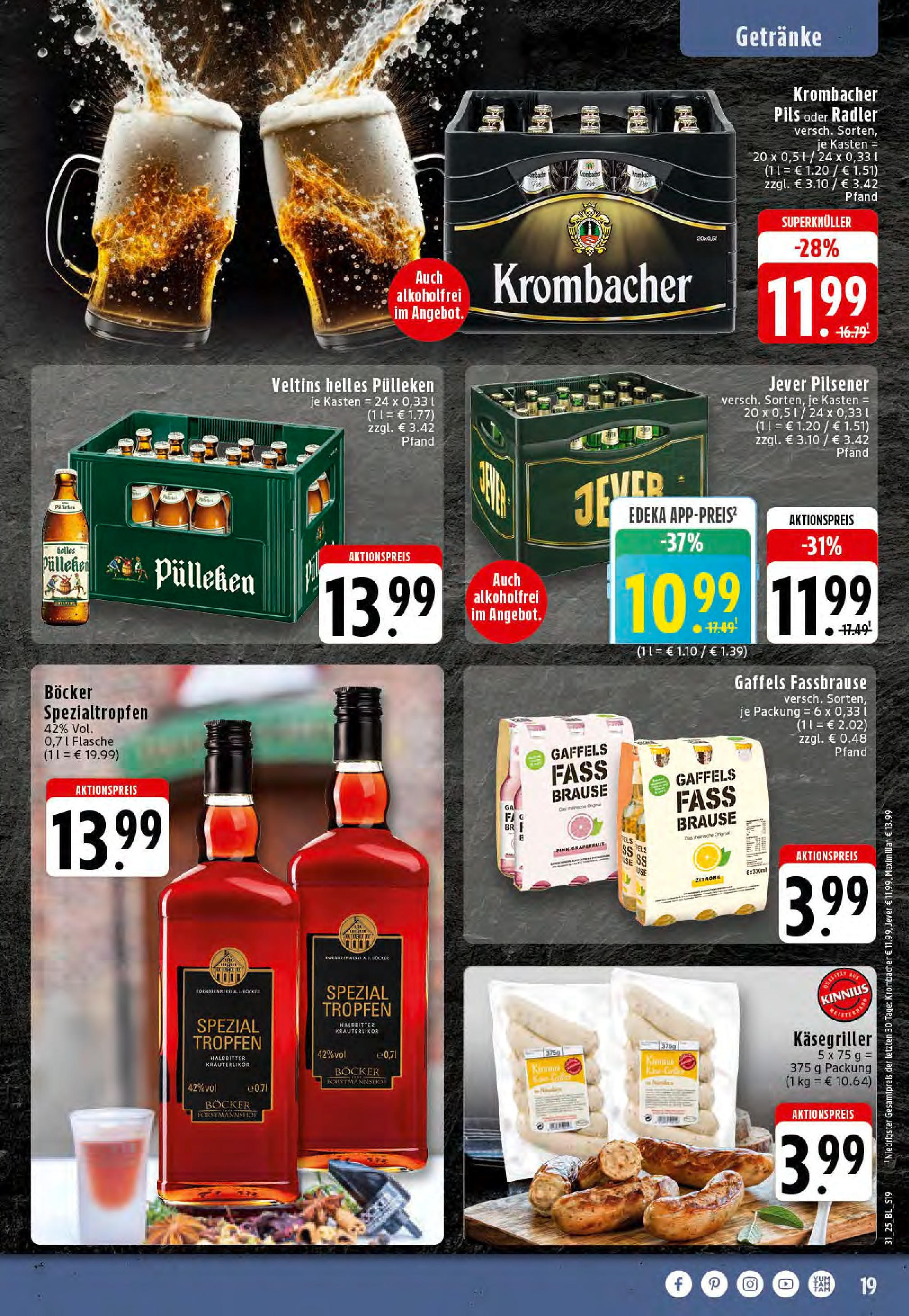 Edeka prospekt Hörstel-Riesenbeck (ab 27.07.2025) » Angebote Online | Seite: 19 | Produkte: Krombacher alkoholfrei, Zitrone, Krombacher, Veltins Edeka prospekt Hörstel-Riesenbeck (ab 27.07.2025) » Angebote Online | Seite: 19 | Produkte: Krombacher alkoholfrei, Zitrone, Krombacher, Veltins