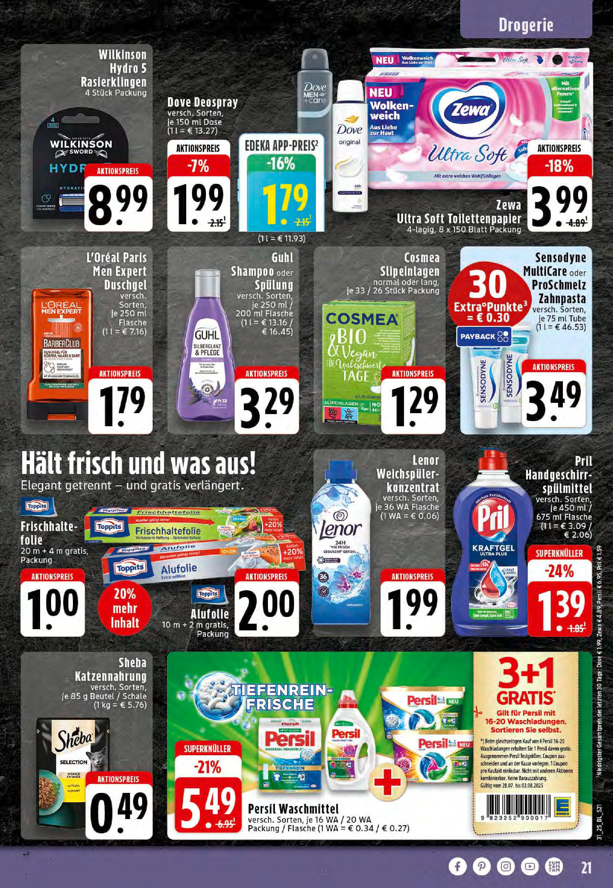 Edeka prospekt Dortmund-Eving (ab 27.07.2025) » Angebote Online | Seite: 21 | Produkte: Sheba, Spülung, Deodorant, Weichspüler Edeka prospekt Dortmund-Eving (ab 27.07.2025) » Angebote Online | Seite: 21 | Produkte: Sheba, Spülung, Deodorant, Weichspüler