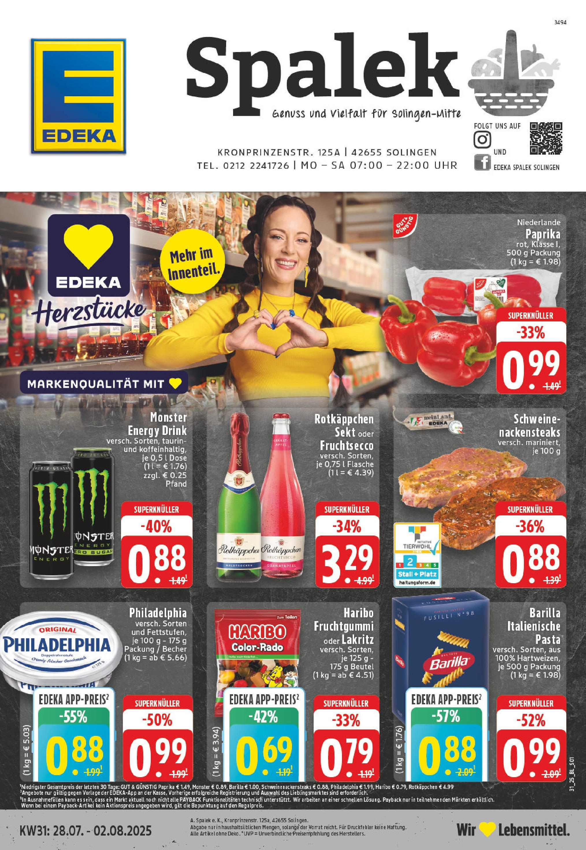 EDEKA Prospekt ab 27.07.2025 - Prospekt Solingen Online Vorschau von dem Prospekt des Geschäftes Edeka, gültig ab dem 27.07.2025