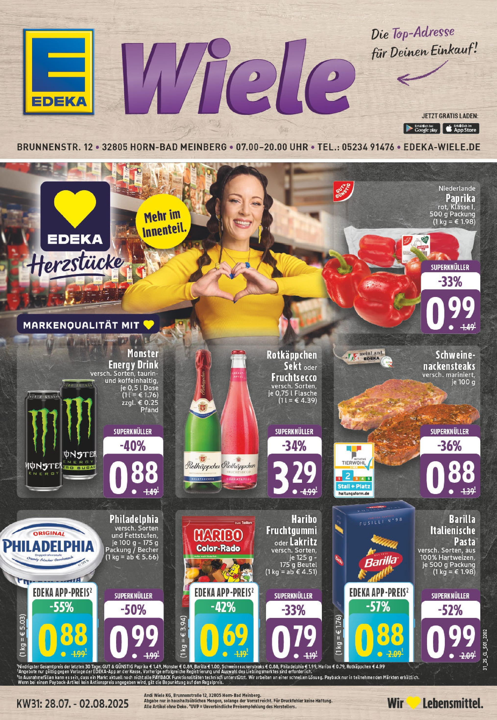 Edeka prospekt Horn-Bad Meinberg (ab 27.07.2025) » Angebote Online | Seite: 1 | Produkte: Paprika, Rotkäppchen, Pasta, Uhr Edeka prospekt Horn-Bad Meinberg (ab 27.07.2025) » Angebote Online | Seite: 1 | Produkte: Paprika, Rotkäppchen, Pasta, Uhr