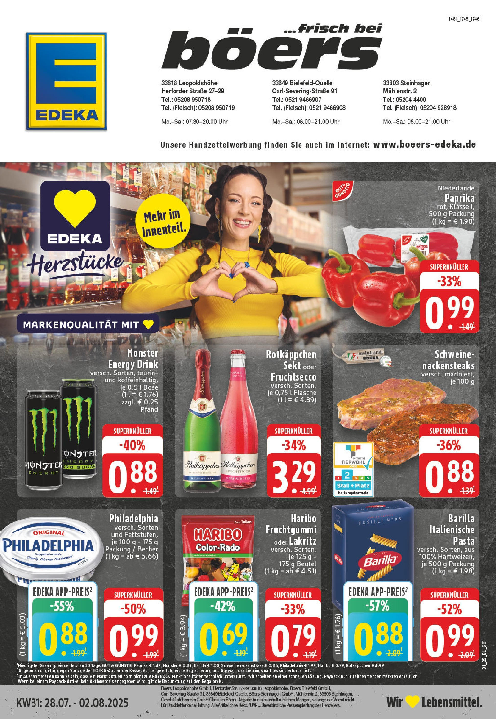 EDEKA Prospekt ab 27.07.2025 - Prospekt Bielefeld Online Vorschau von dem Prospekt des Geschäftes Edeka, gültig ab dem 27.07.2025