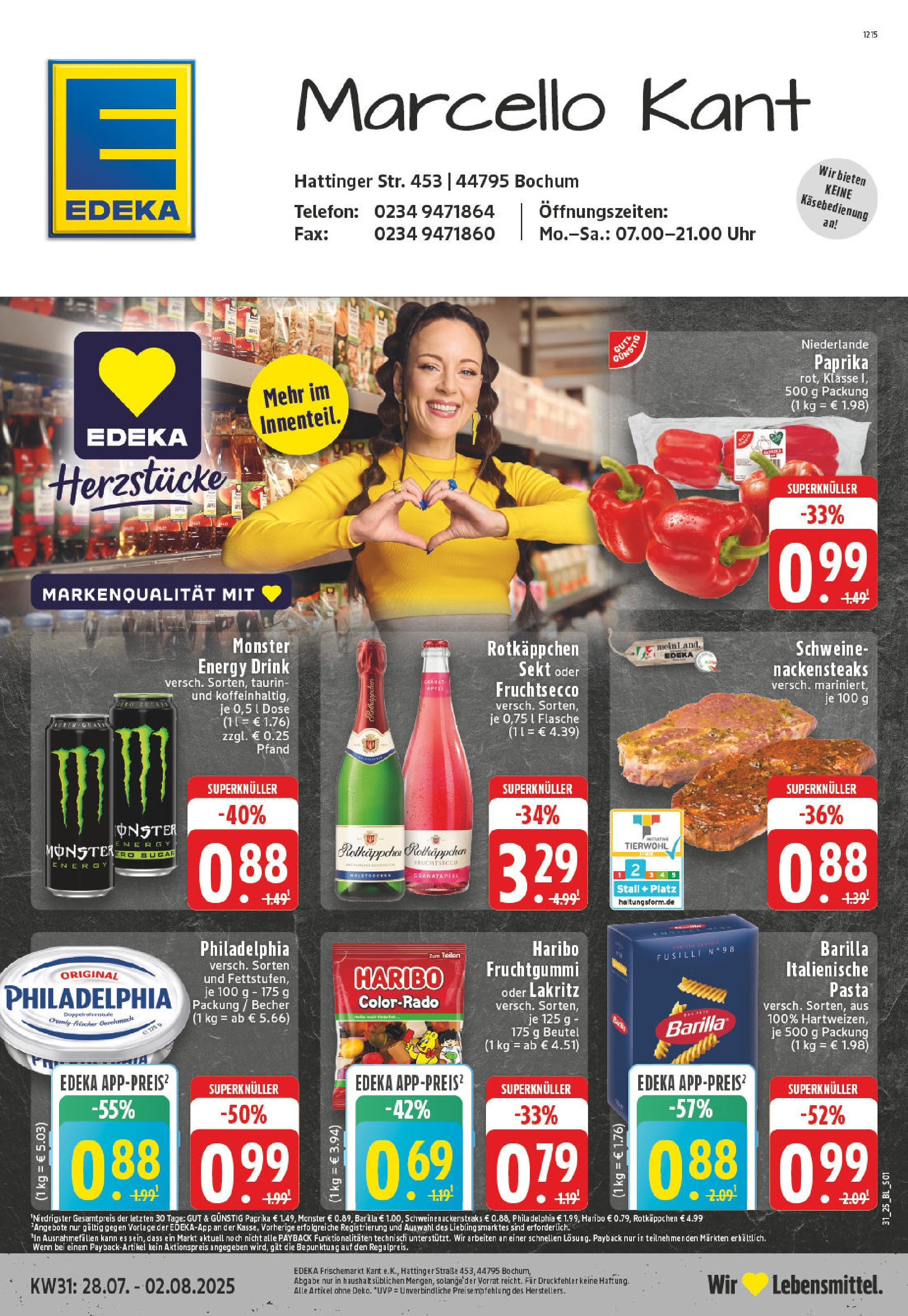 EDEKA Prospekt ab 27.07.2025 - Prospekt Bochum Online Vorschau von dem Prospekt des Geschäftes Edeka, gültig ab dem 27.07.2025