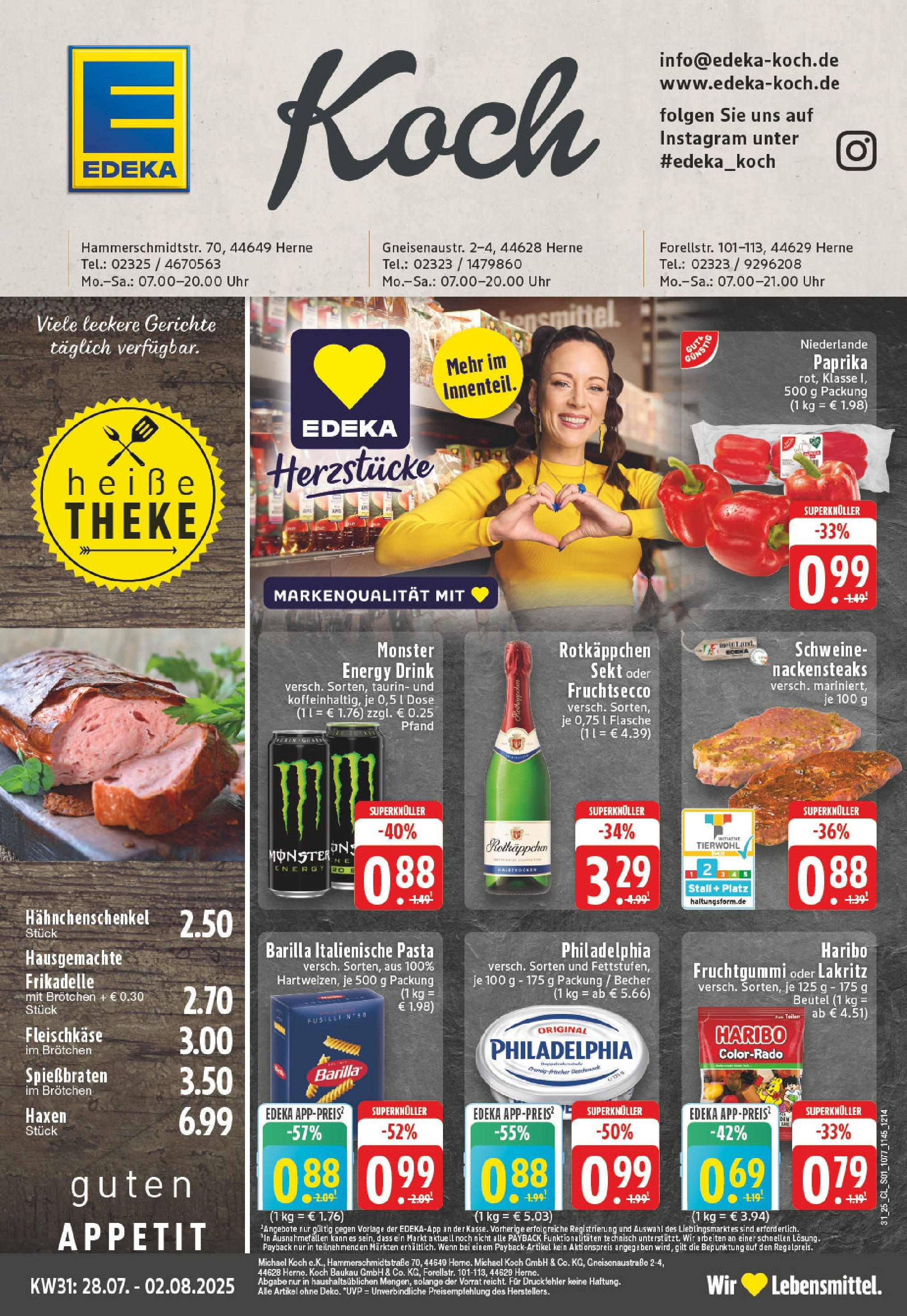 EDEKA Prospekt ab 27.07.2025 - Prospekt Herne Online Vorschau von dem Prospekt des Geschäftes Edeka, gültig ab dem 27.07.2025