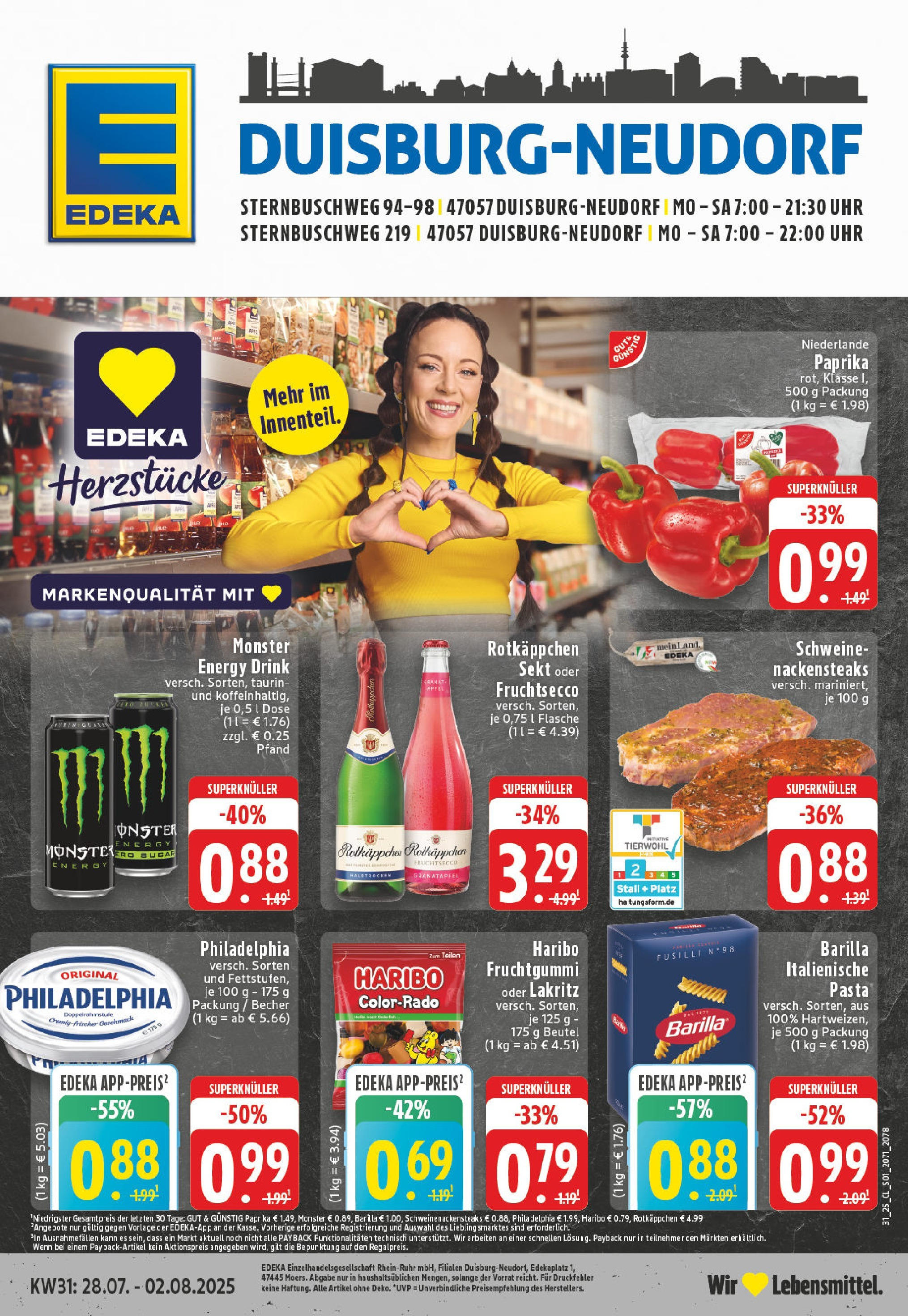 EDEKA Prospekt ab 27.07.2025 - Prospekt Duisburg Online Vorschau von dem Prospekt des Geschäftes Edeka, gültig ab dem 27.07.2025