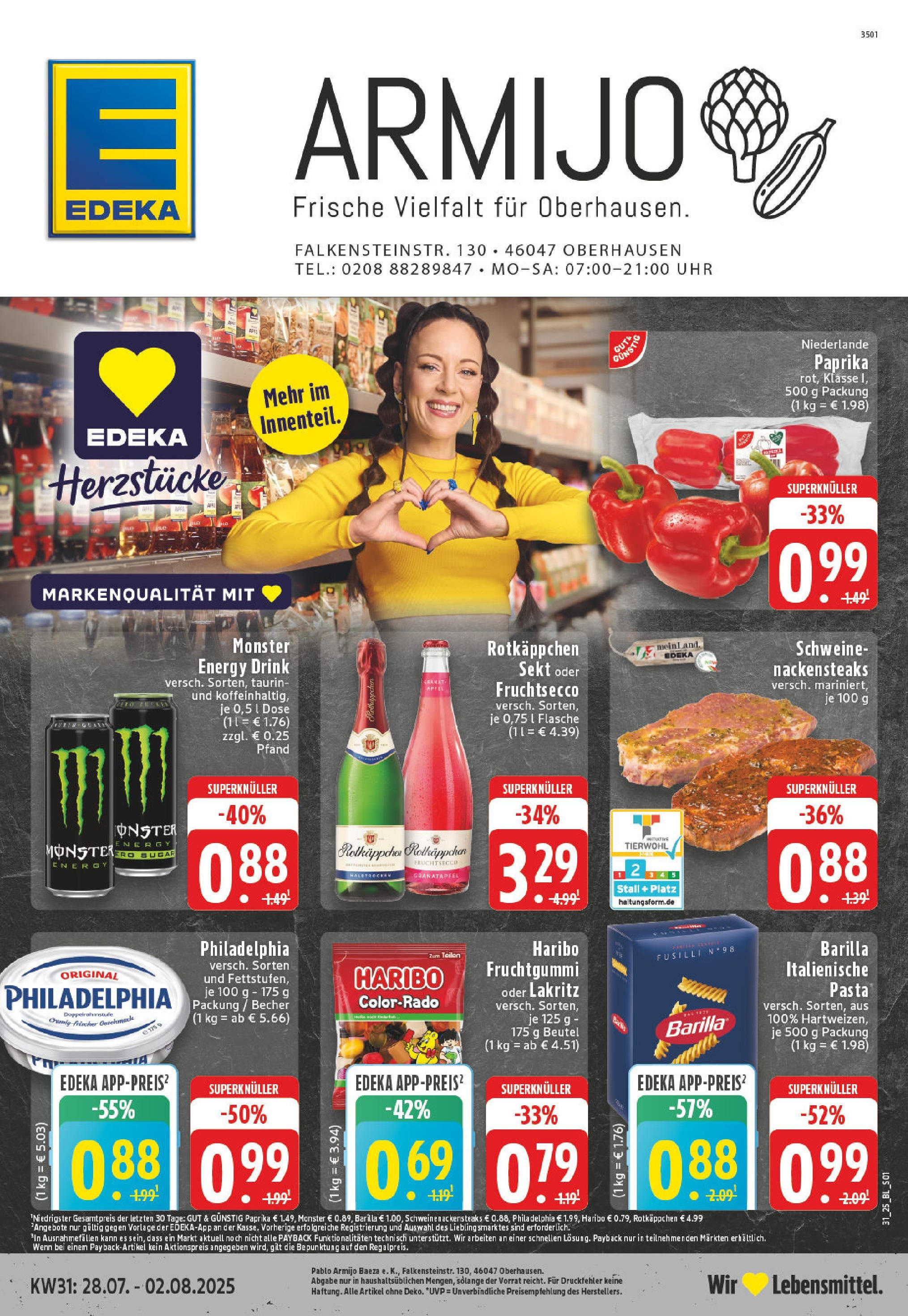 EDEKA Prospekt ab 27.07.2025 - Prospekt Oberhausen Online Vorschau von dem Prospekt des Geschäftes Edeka, gültig ab dem 27.07.2025