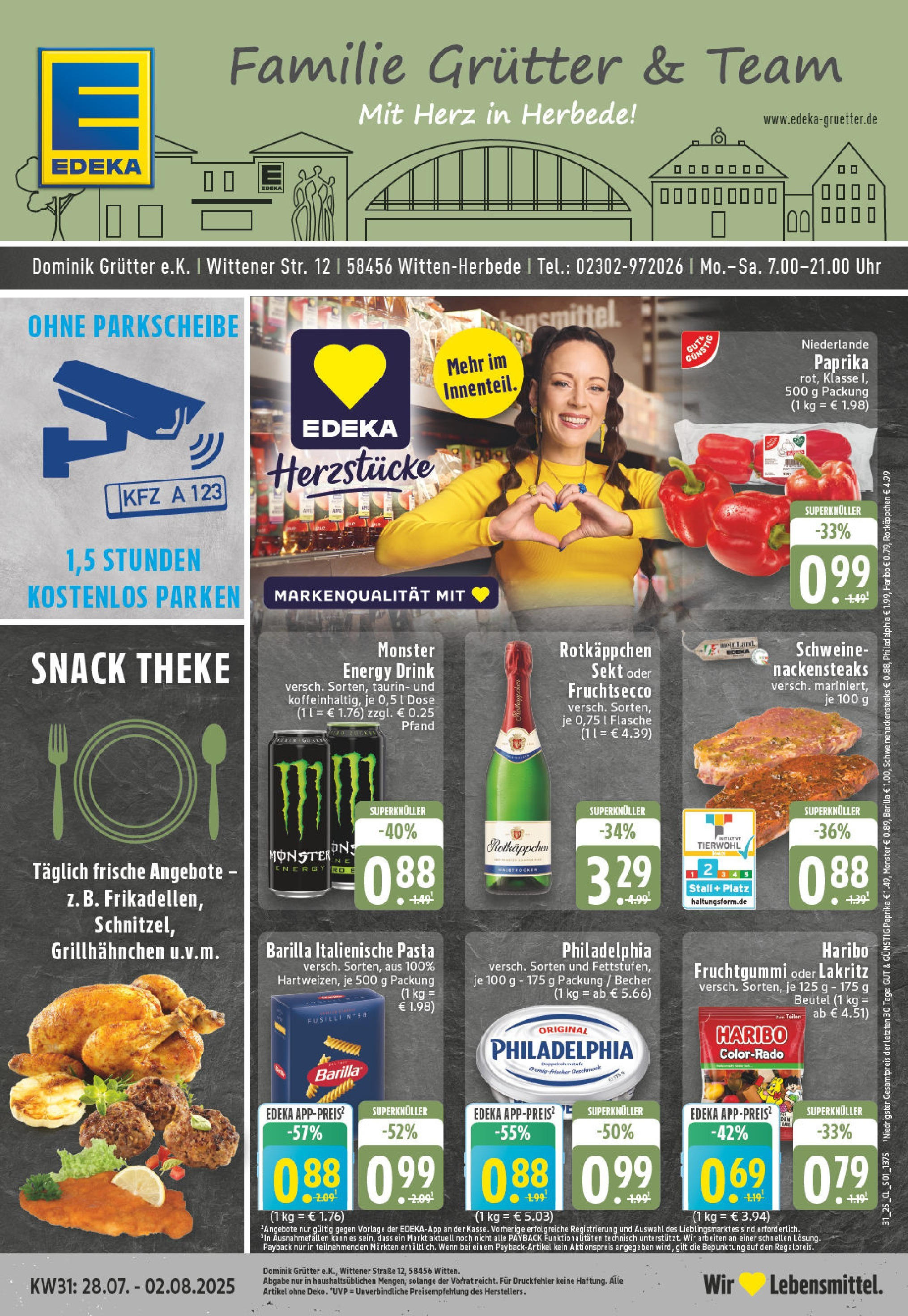 Edeka prospekt Witten-Herbede	 (ab 27.07.2025) » Angebote Online | Seite: 1 | Produkte: Energy, Philadelphia, Paprika, Pasta