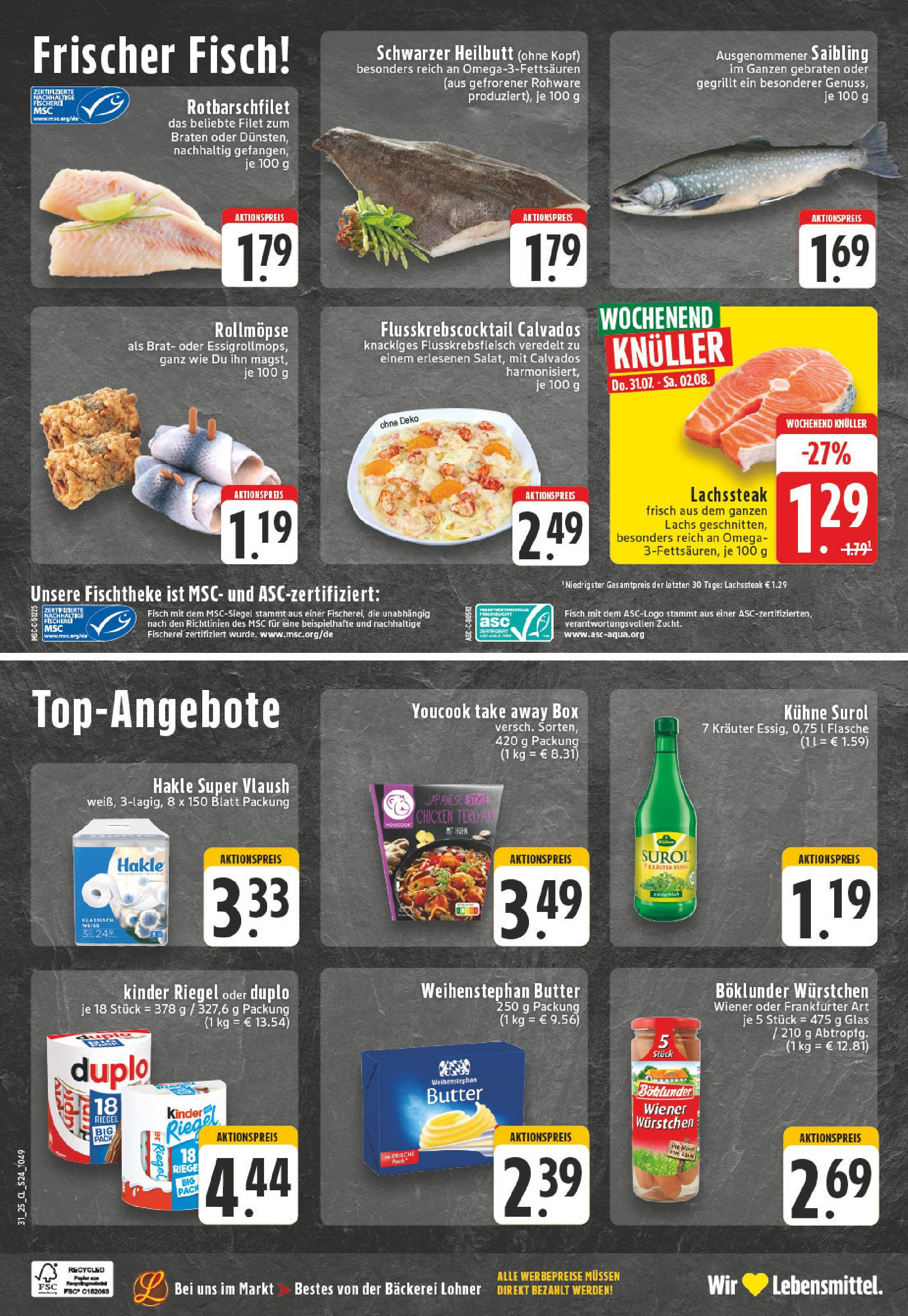 Edeka prospekt Kempenich (ab 27.07.2025) » Angebote Online | Seite: 24 | Produkte: Youcook, Butter, Fisch, Steak Edeka prospekt Kempenich (ab 27.07.2025) » Angebote Online | Seite: 24 | Produkte: Youcook, Butter, Fisch, Steak