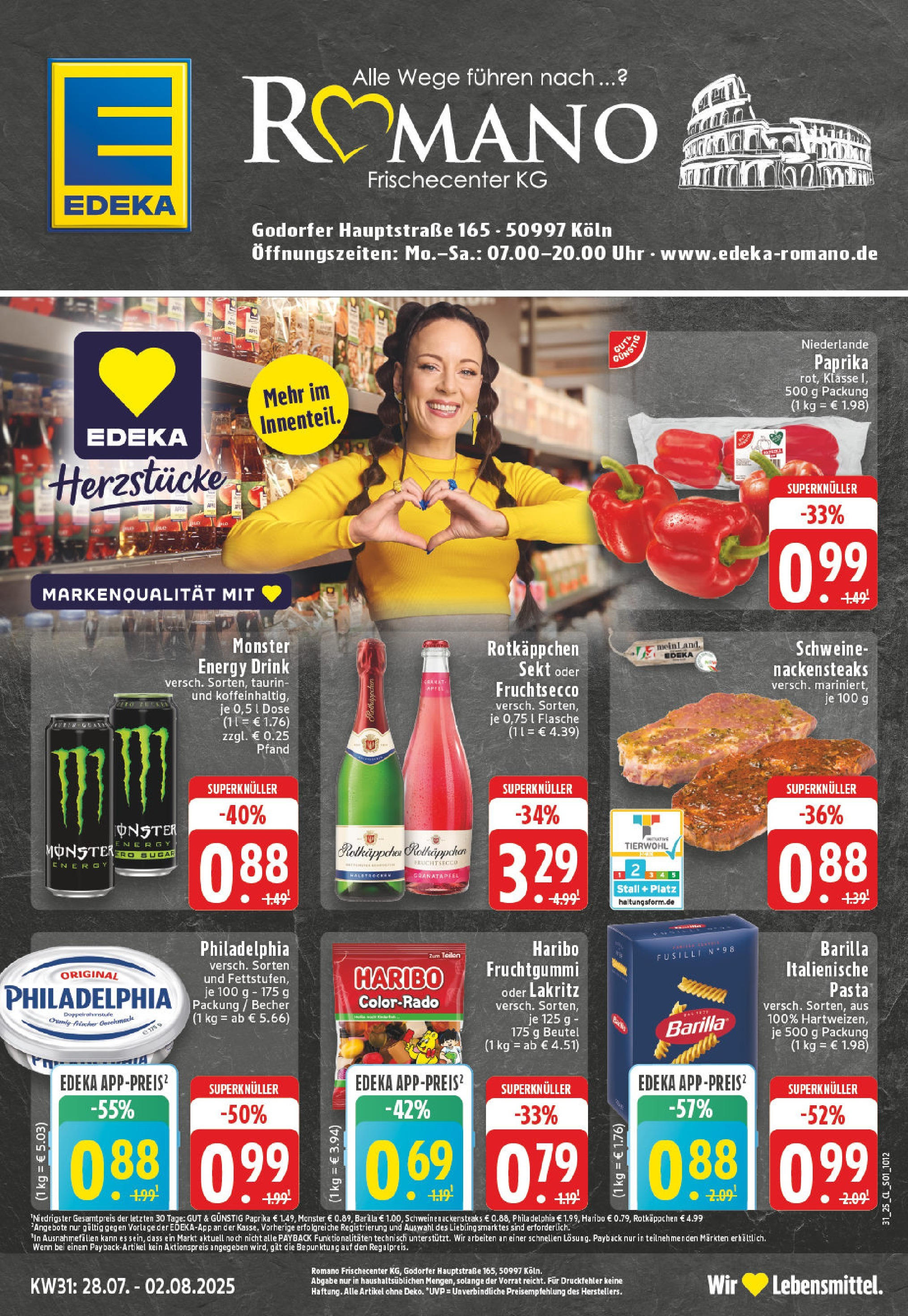 Edeka prospekt Köln-Godorf (ab 27.07.2025) » Angebote Online | Seite: 1 | Produkte: Rotkappchen sekt, Sekt, Philadelphia, Pasta Edeka prospekt Köln-Godorf (ab 27.07.2025) » Angebote Online | Seite: 1 | Produkte: Rotkappchen sekt, Sekt, Philadelphia, Pasta