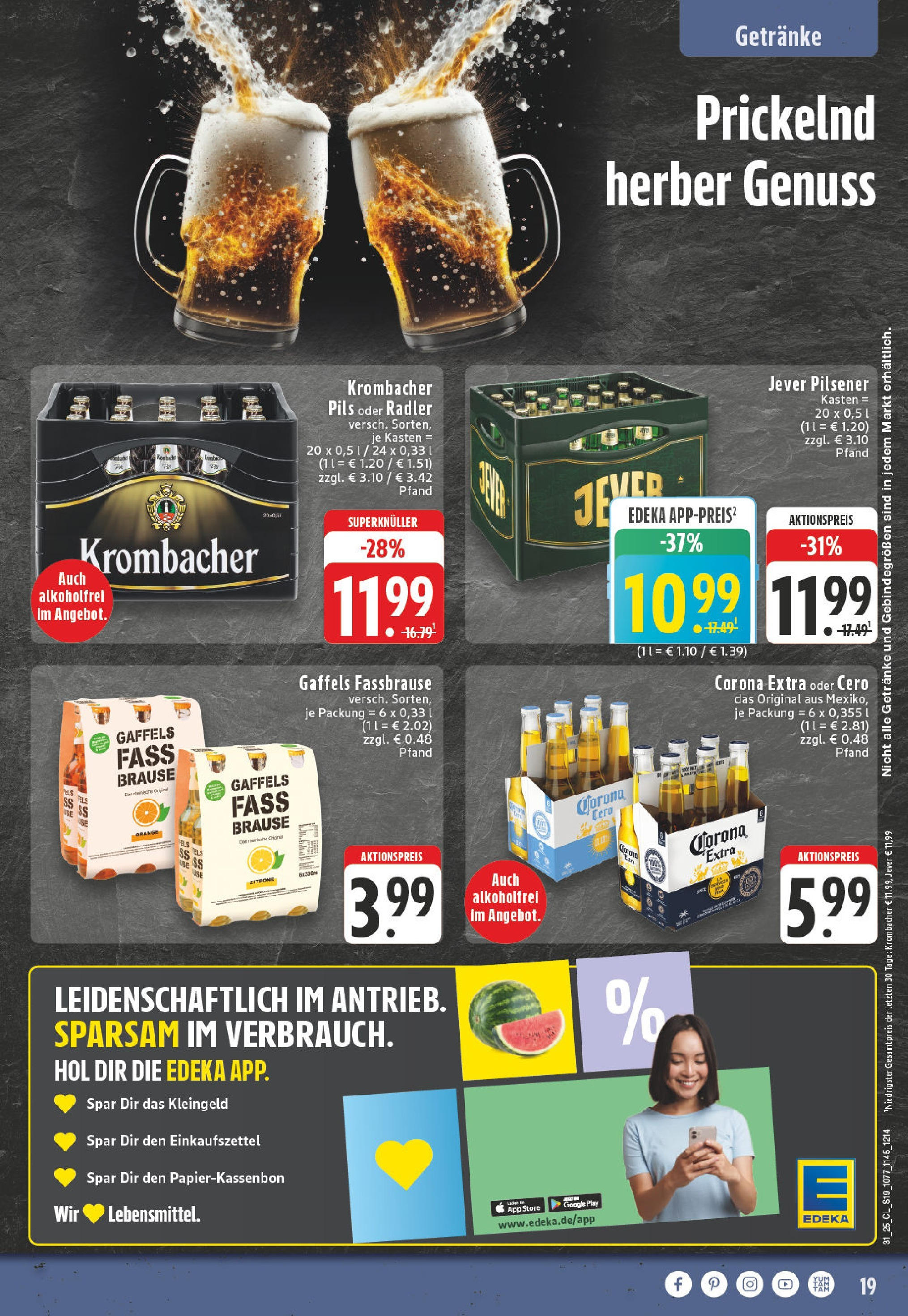 Edeka prospekt Herne (ab 27.07.2025) » Angebote Online | Seite: 19 | Produkte: Radler, Jever, Krombacher, Fassbrause Edeka prospekt Herne (ab 27.07.2025) » Angebote Online | Seite: 19 | Produkte: Radler, Jever, Krombacher, Fassbrause