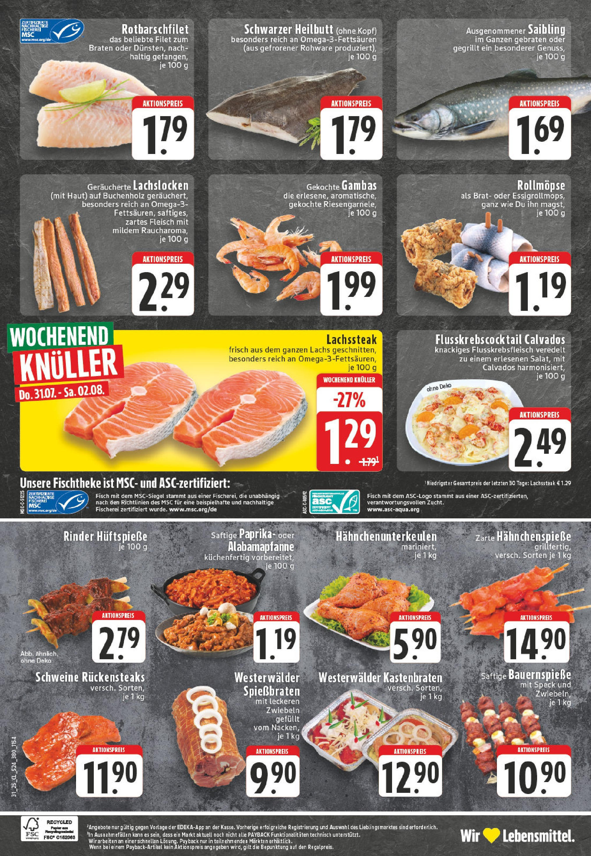 Edeka prospekt Höhn (ab 27.07.2025) » Angebote Online | Seite: 24 | Produkte: Fisch, Zwiebeln, Steak, Fleisch Edeka prospekt Höhn (ab 27.07.2025) » Angebote Online | Seite: 24 | Produkte: Fisch, Zwiebeln, Steak, Fleisch