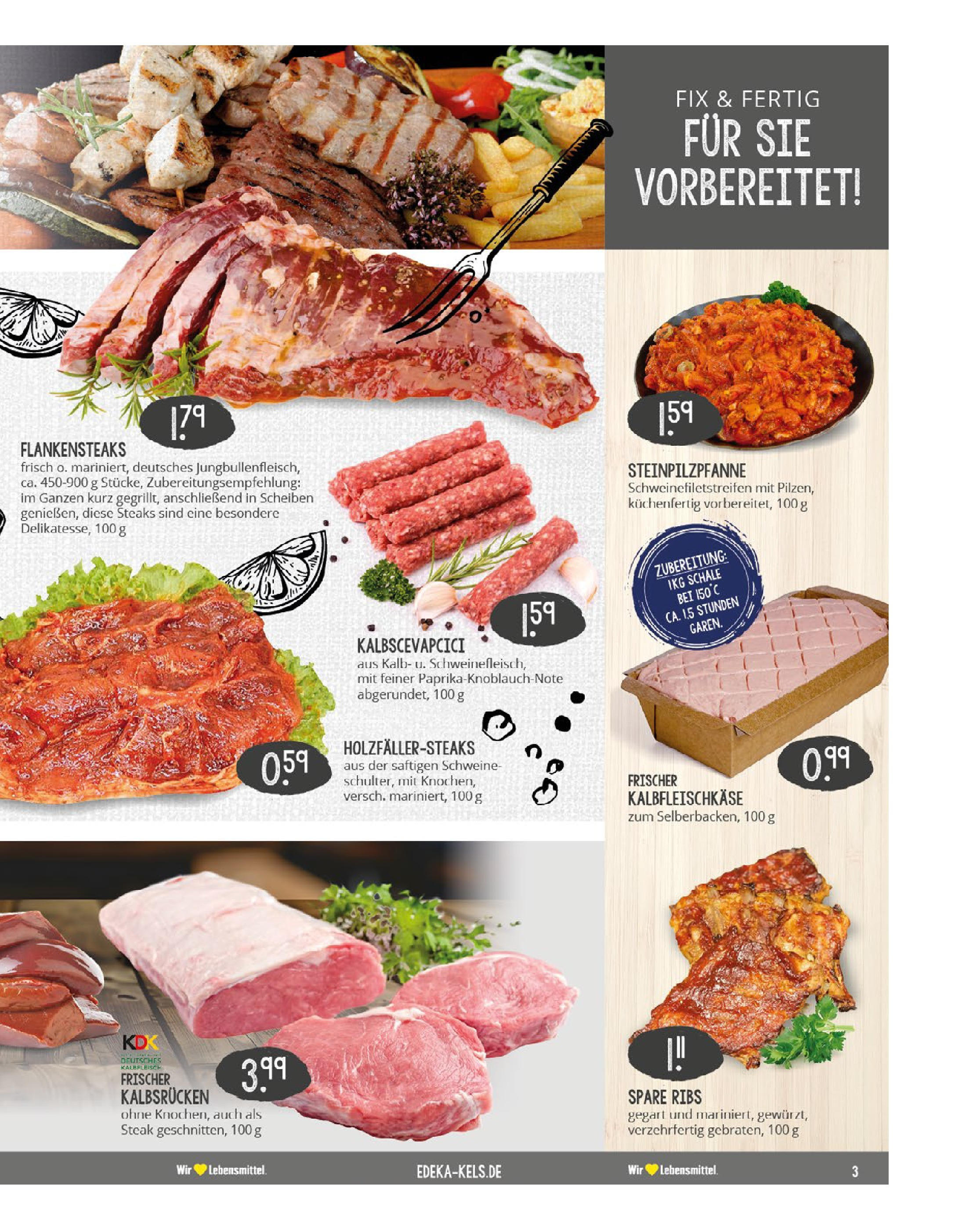 Edeka prospekt Mülheim A. D. Ruhr	 (ab 27.07.2025) » Angebote Online | Seite: 3 | Produkte: Spare ribs, Schweinefleisch, Steak