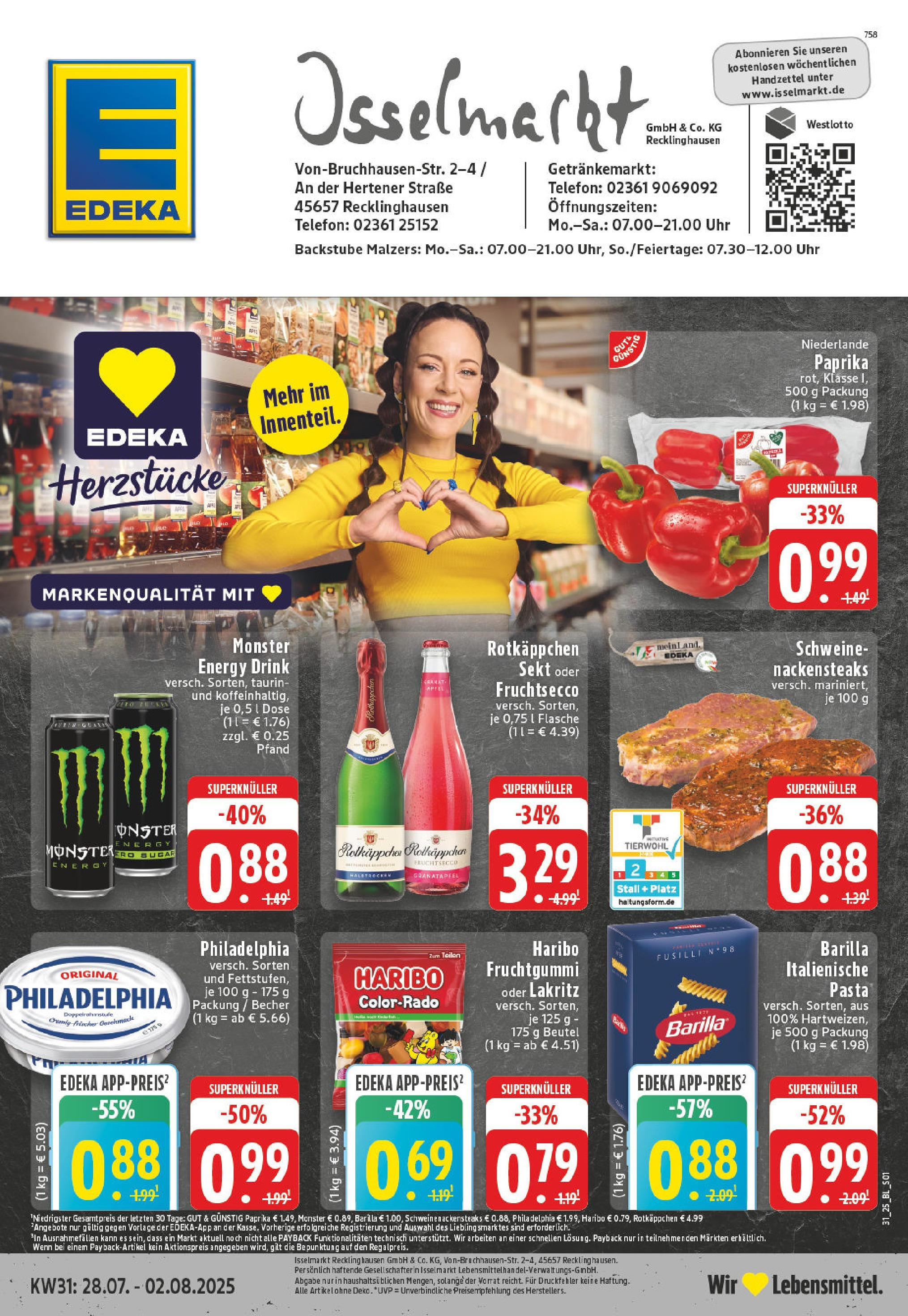 EDEKA Prospekt ab 27.07.2025 - Prospekt Recklinghausen Online Vorschau von dem Prospekt des Geschäftes Edeka, gültig ab dem 27.07.2025