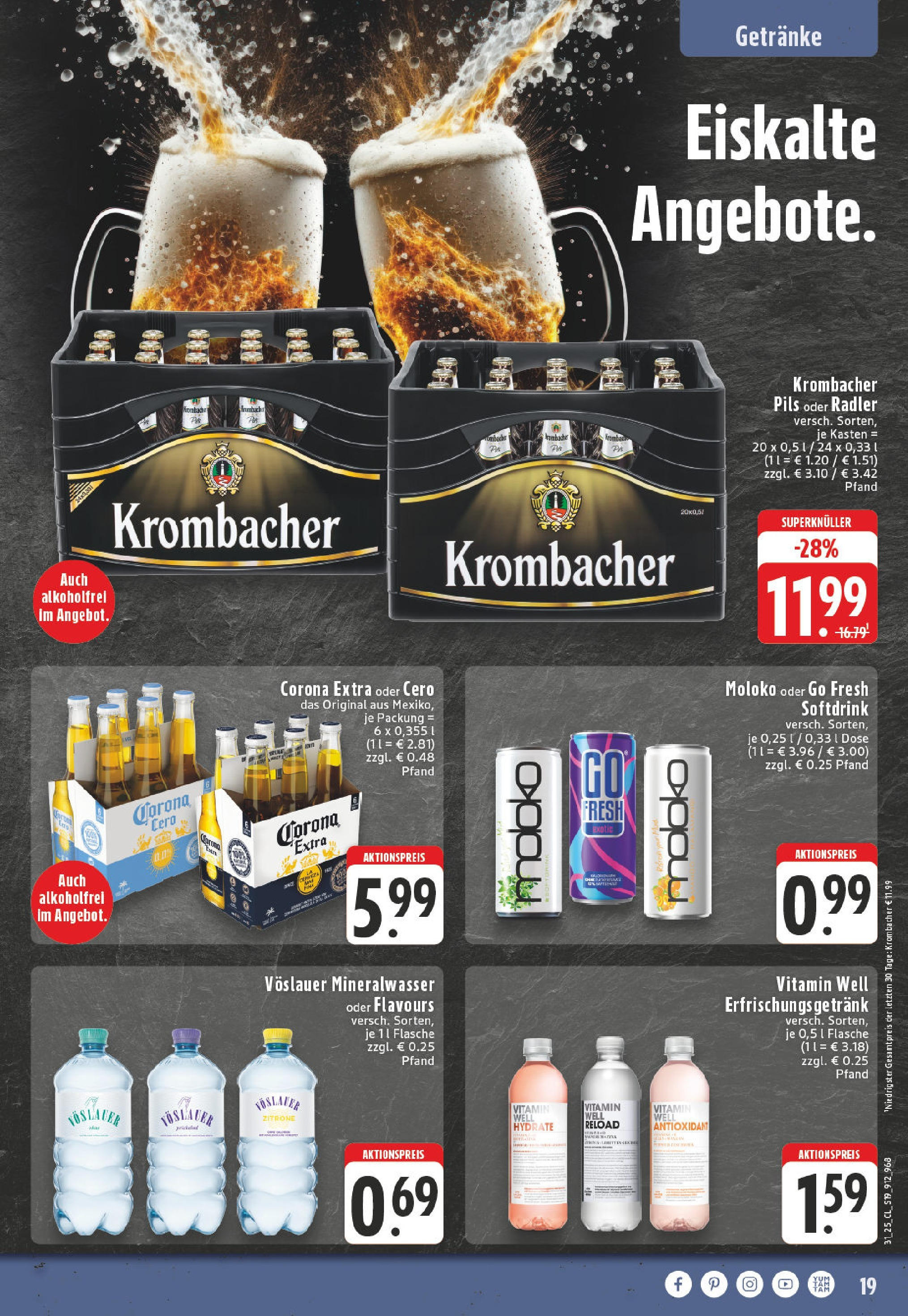 Edeka prospekt Beckum (ab 27.07.2025) » Angebote Online | Seite: 19 | Produkte: Pils, Mineralwasser, Radler, Krombacher Edeka prospekt Beckum (ab 27.07.2025) » Angebote Online | Seite: 19 | Produkte: Pils, Mineralwasser, Radler, Krombacher