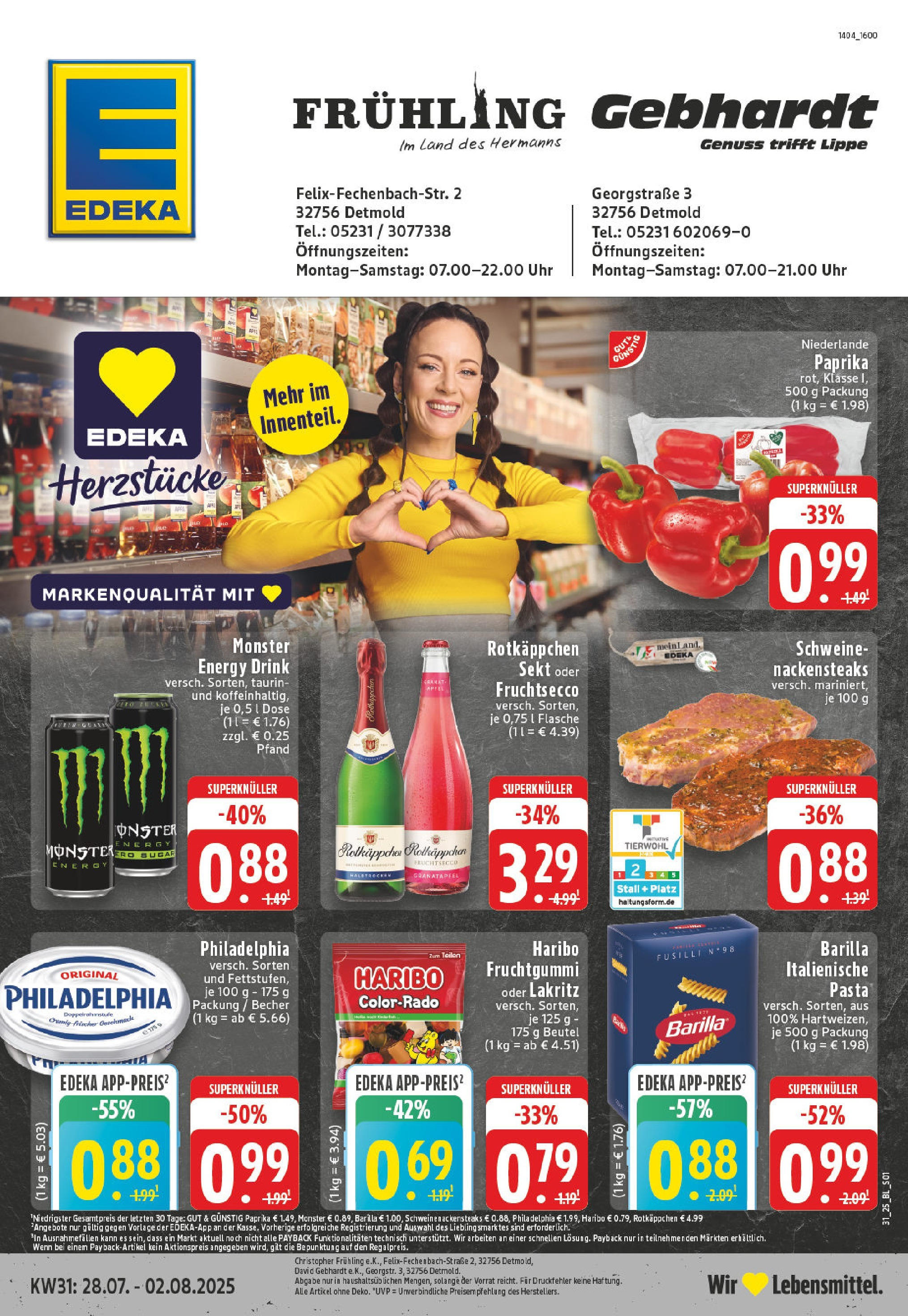 EDEKA Prospekt ab 27.07.2025 - Prospekt Detmold Online Vorschau von dem Prospekt des Geschäftes Edeka, gültig ab dem 27.07.2025