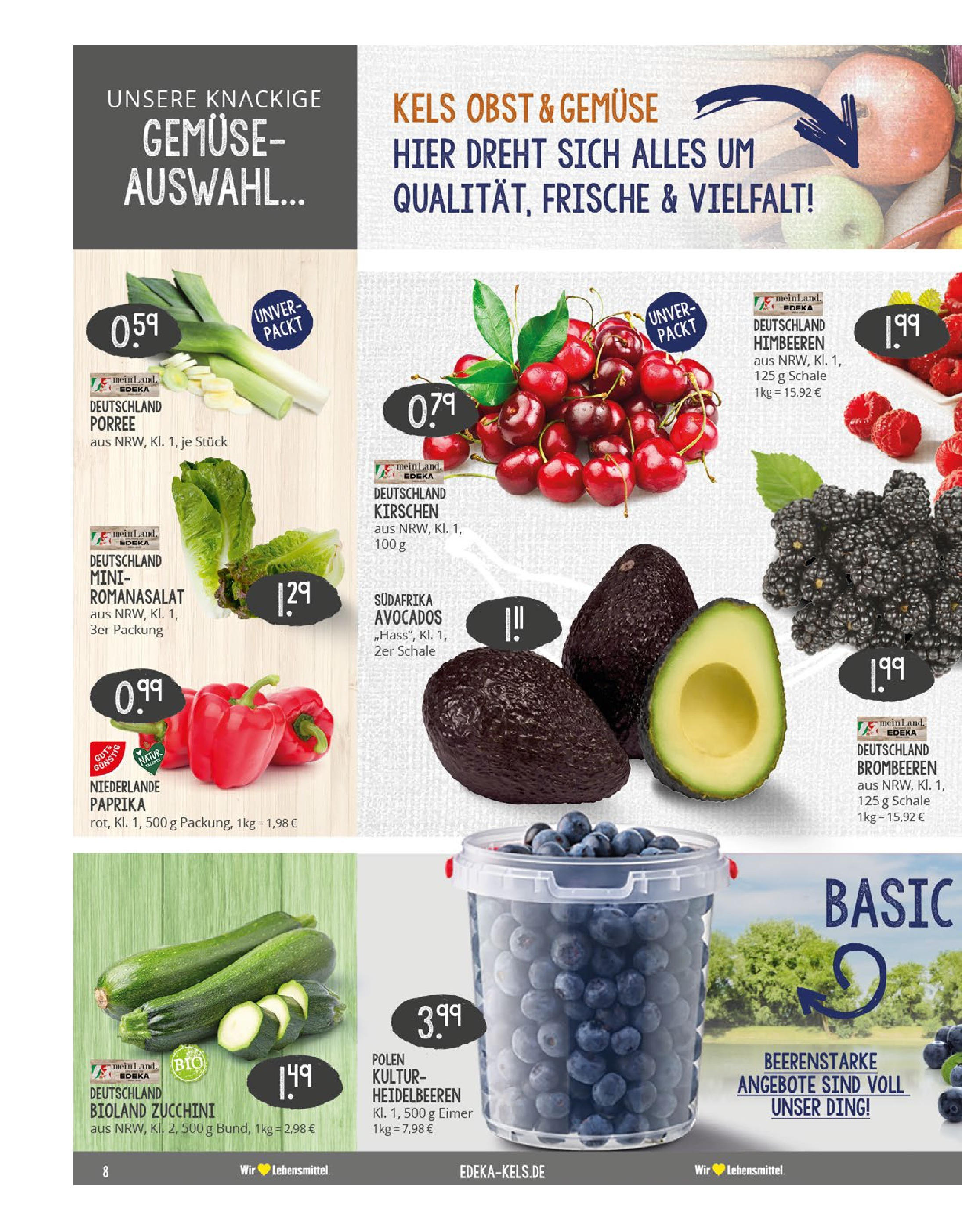 Edeka prospekt Mülheim A. D. Ruhr	 (ab 27.07.2025) » Angebote Online | Seite: 8 | Produkte: Himbeeren, Kirschen, Avocado, Obst