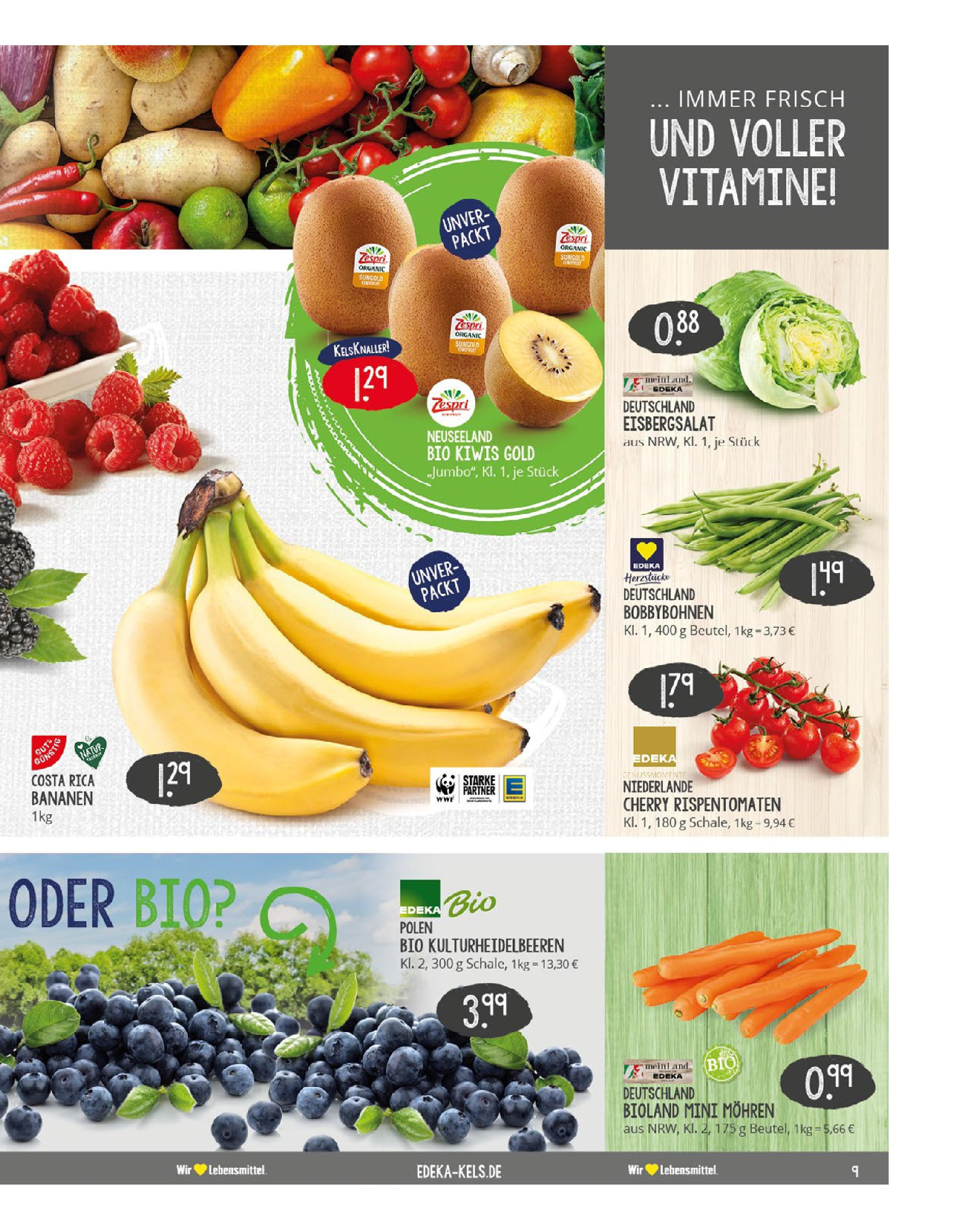 Edeka prospekt Mülheim A. D. Ruhr	 (ab 27.07.2025) » Angebote Online | Seite: 9 | Produkte: Bananen, Eisbergsalat, Mohren, Kiwi